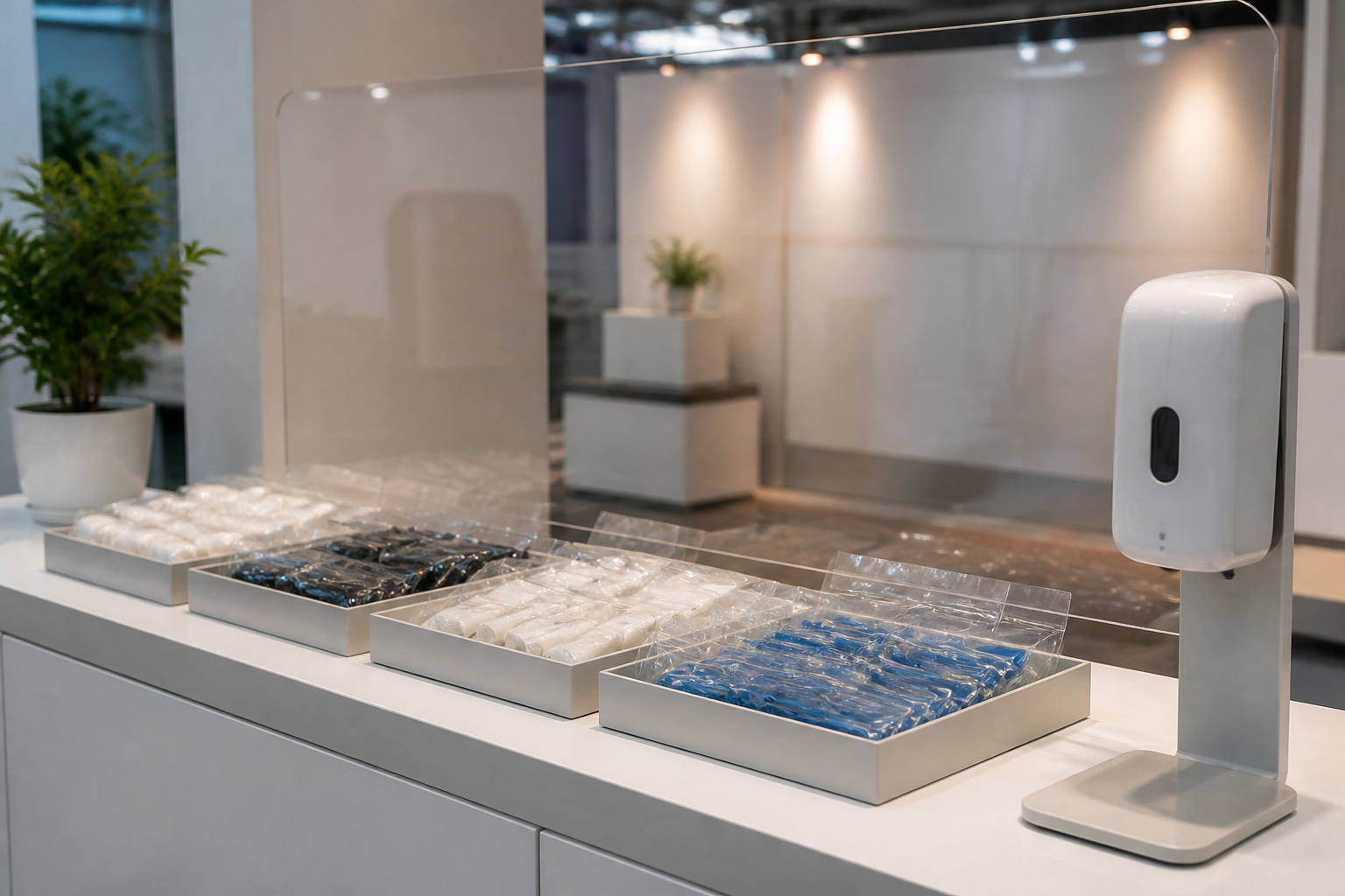 Hygienische Ausgabe von Werbemitteln am Messestand