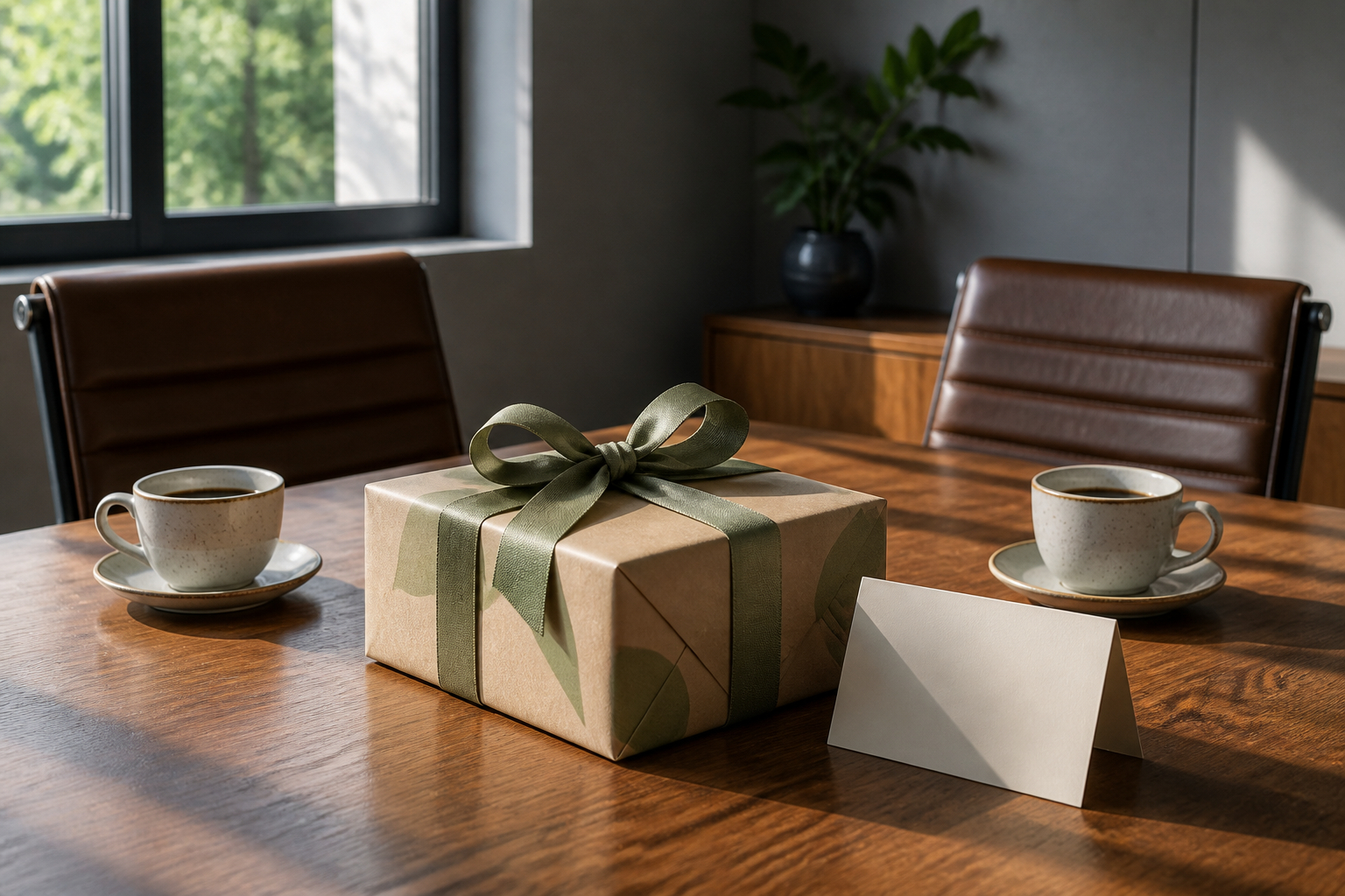 Persönliche Übergabe eines Kundenjubiläumsgeschenks im B2B
