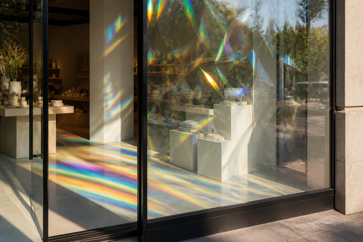 Regenbogen Fensterfolie für kreative Schaufensterwerbung