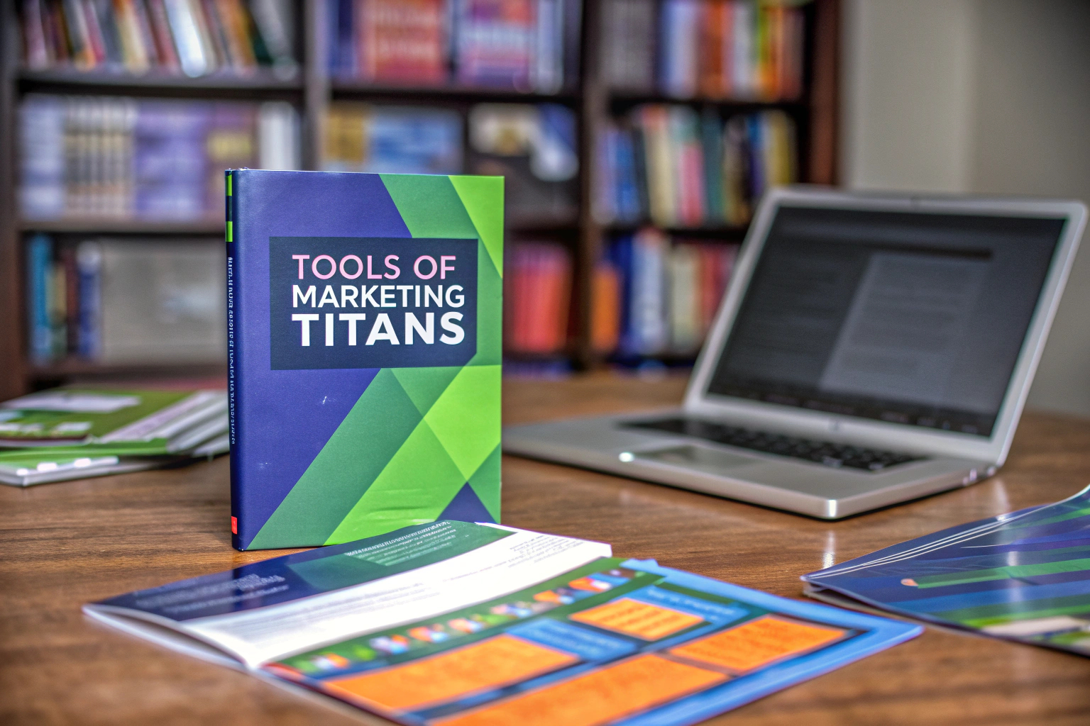 Buch Tools of Marketing Titans™ auf Schreibtisch