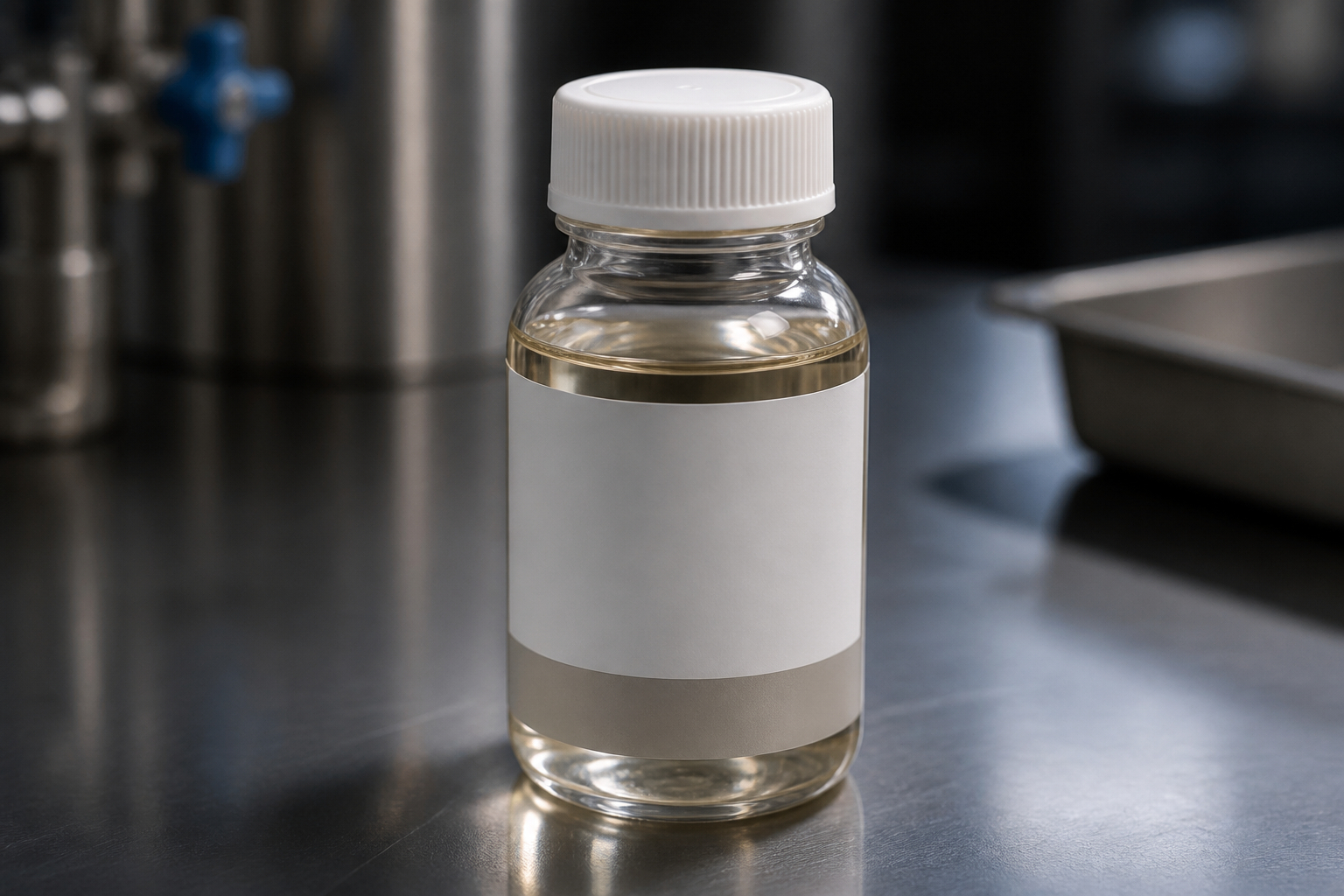 Eindeutig gekennzeichnete Flasche für eine technische Flüssigkeitsprobe