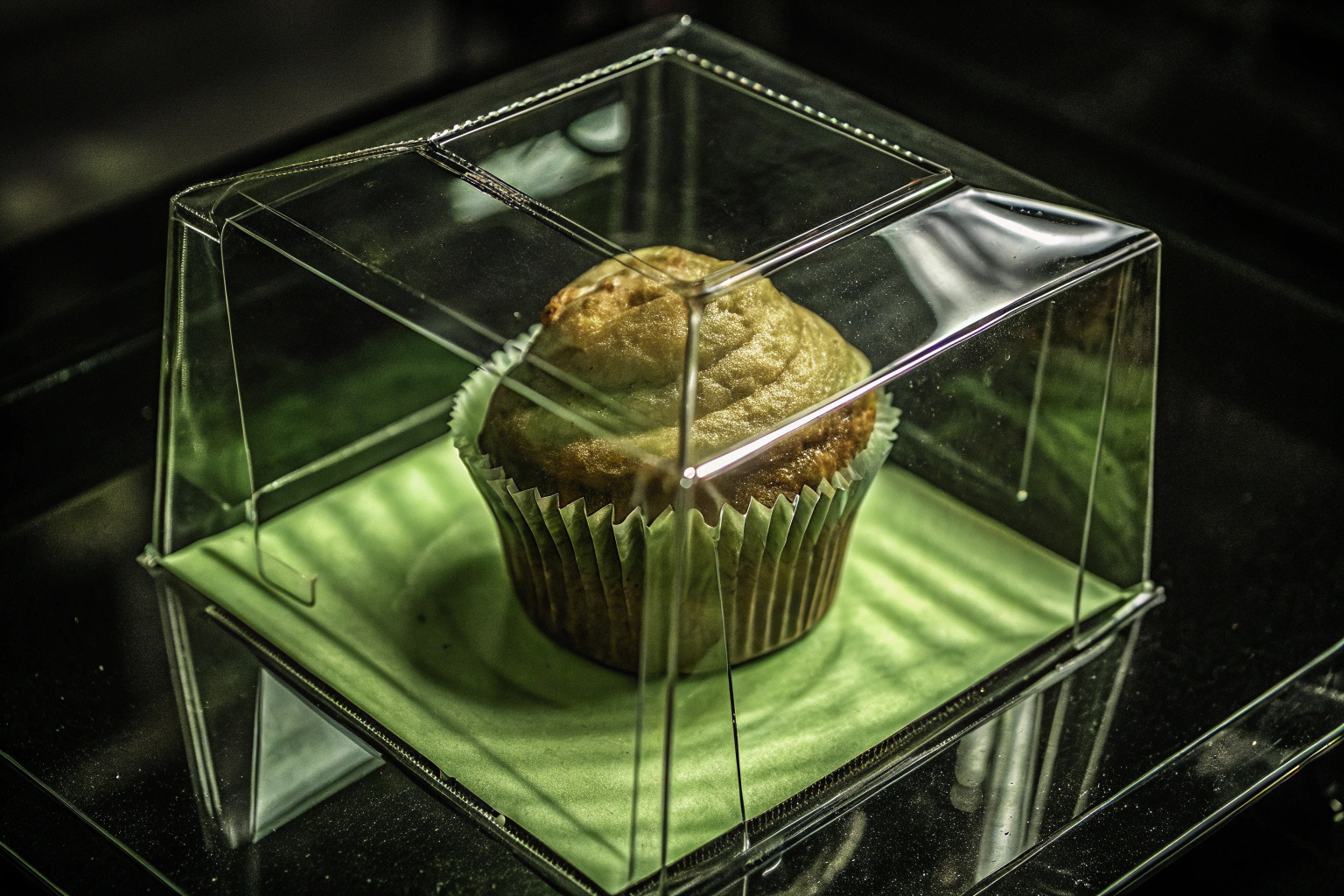 Transparente Kuchenbox mit Muffin