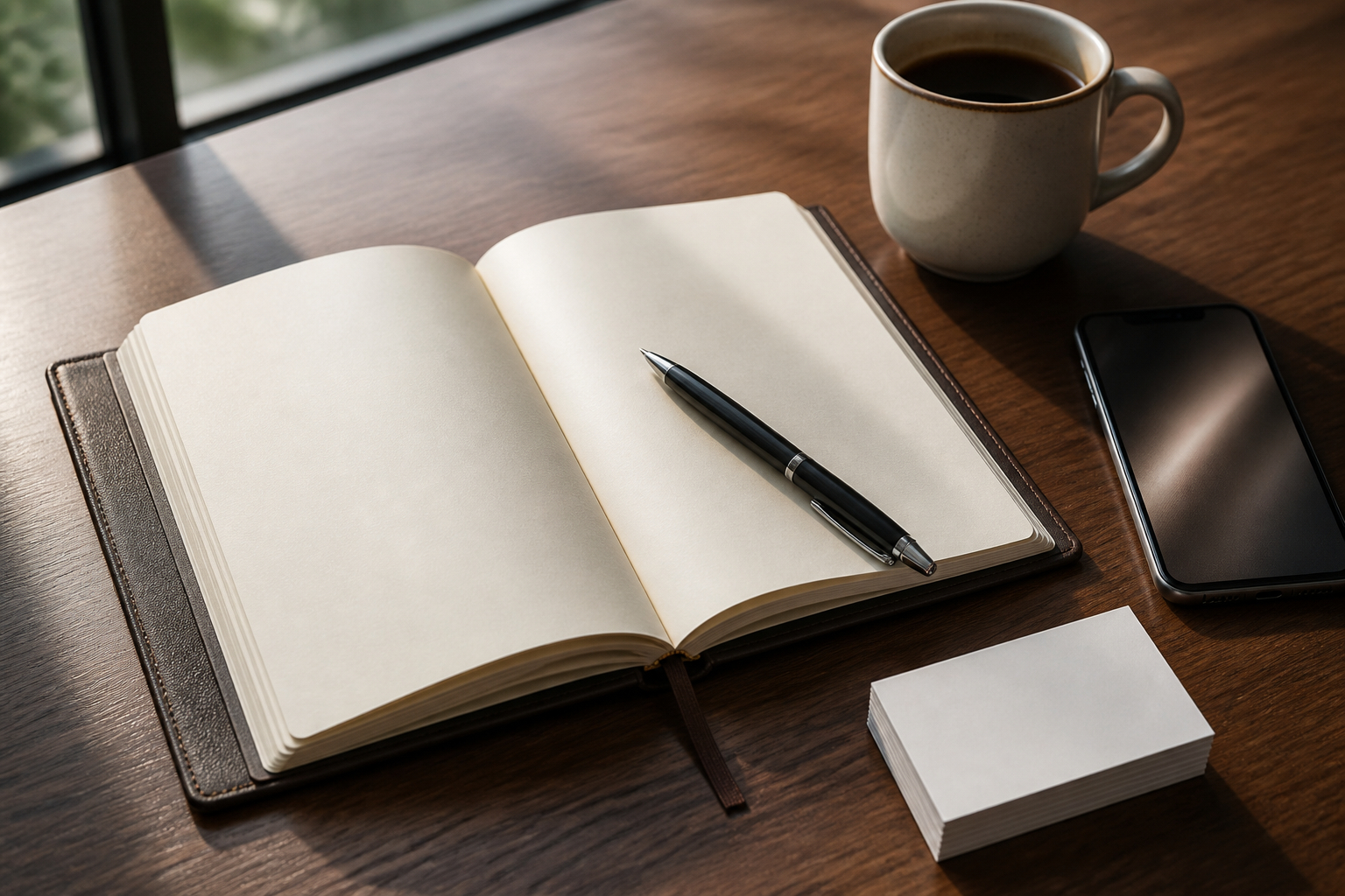 Werbenotizbuch mit hochwertigem Papier im Meeting