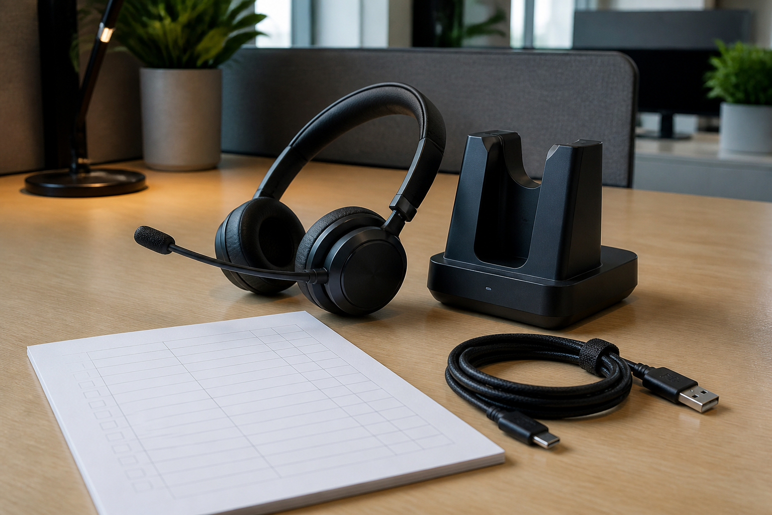 Kabelloses Headset mit Ladestation im Kundenservice