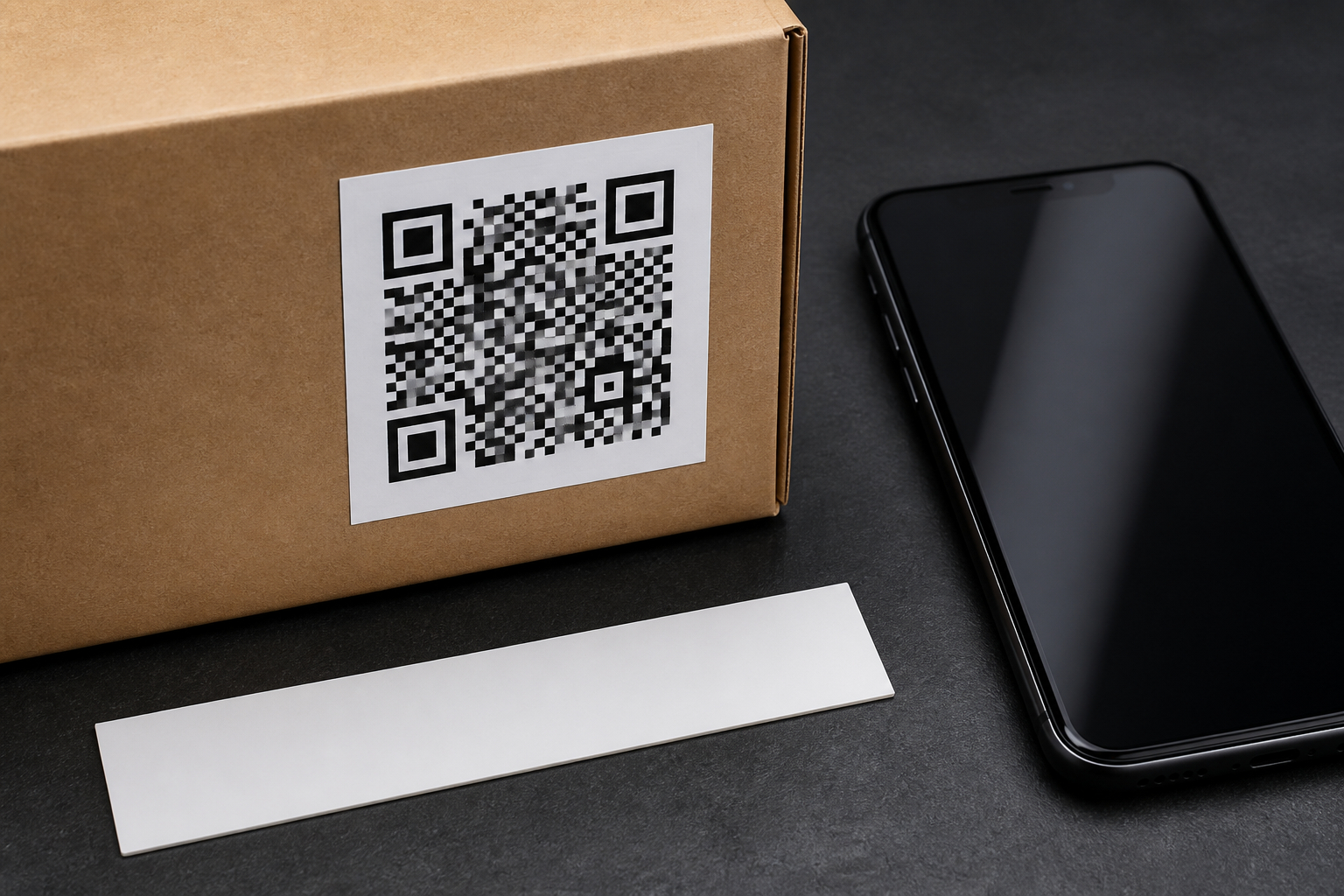 Detailansicht eines gut lesbaren QR-Code-Etiketts mit freier Randzone