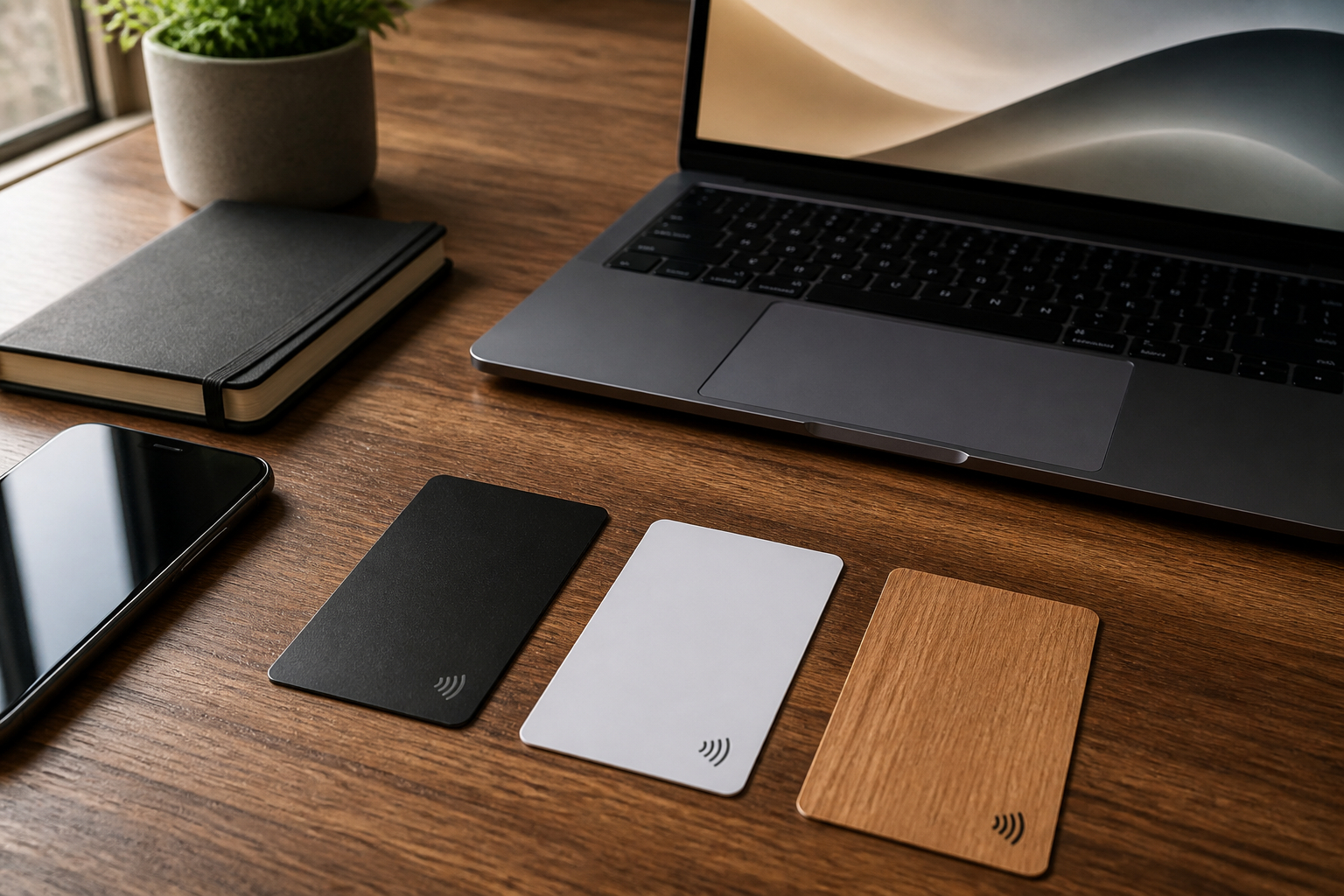 Vergleich von PVC- und Holz-NFC-Visitenkarten für Unternehmen