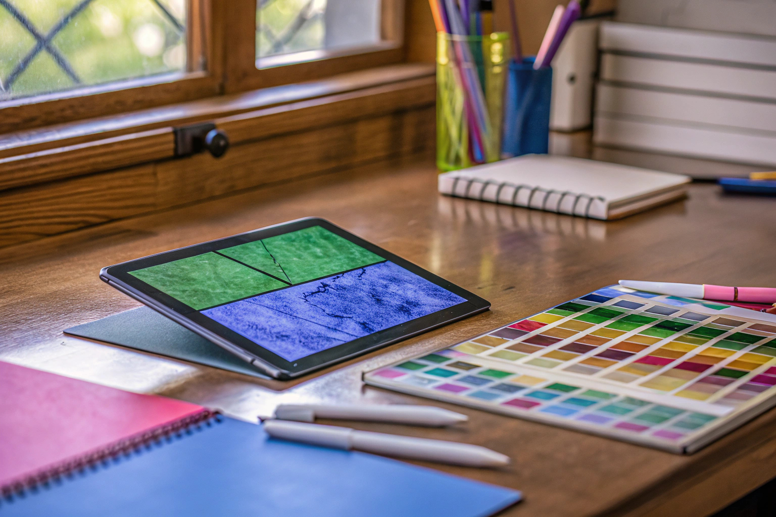 Designer mit Grafiktablett und Software
