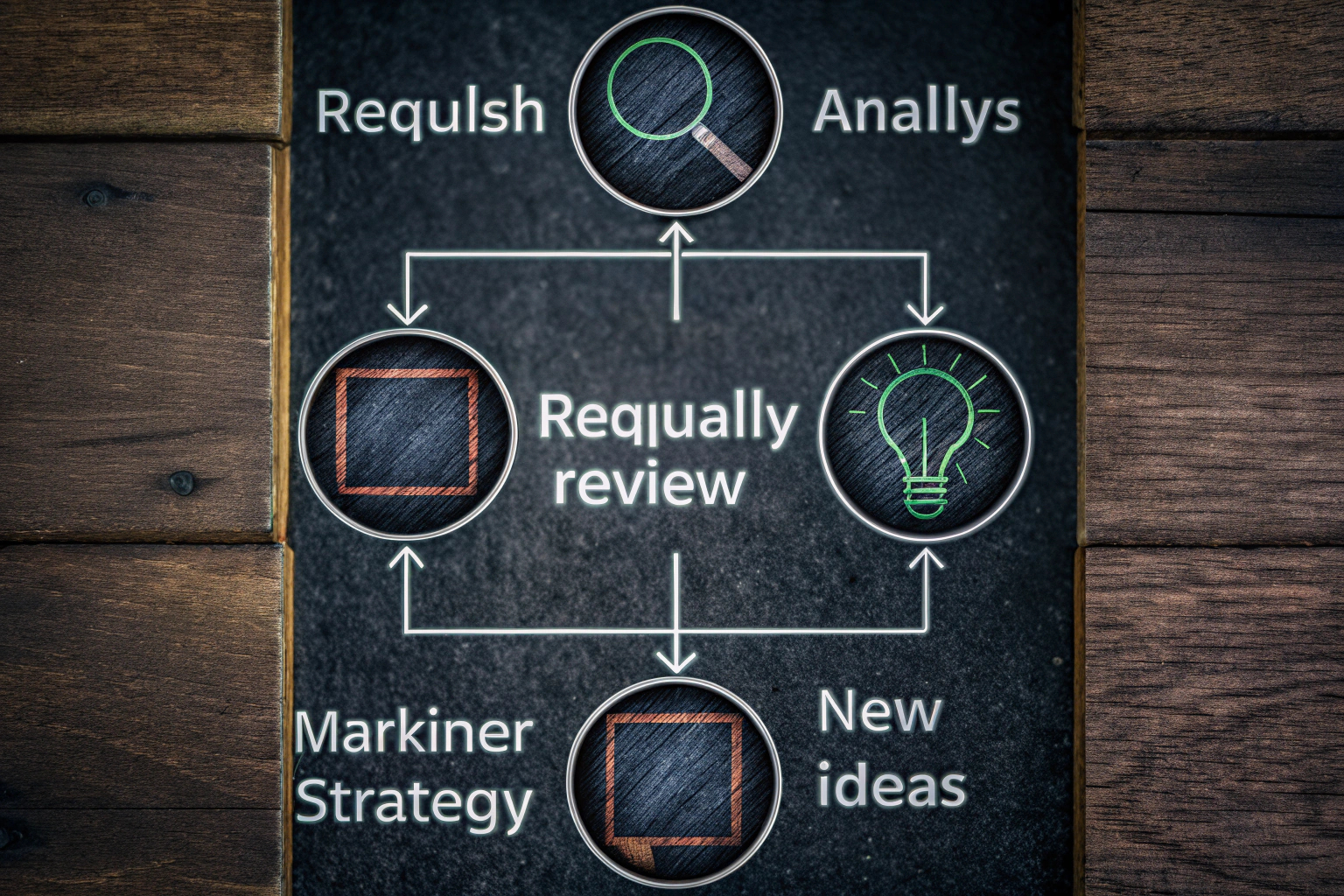 Schritte zur Überprüfung einer Marketingstrategie Diagramm