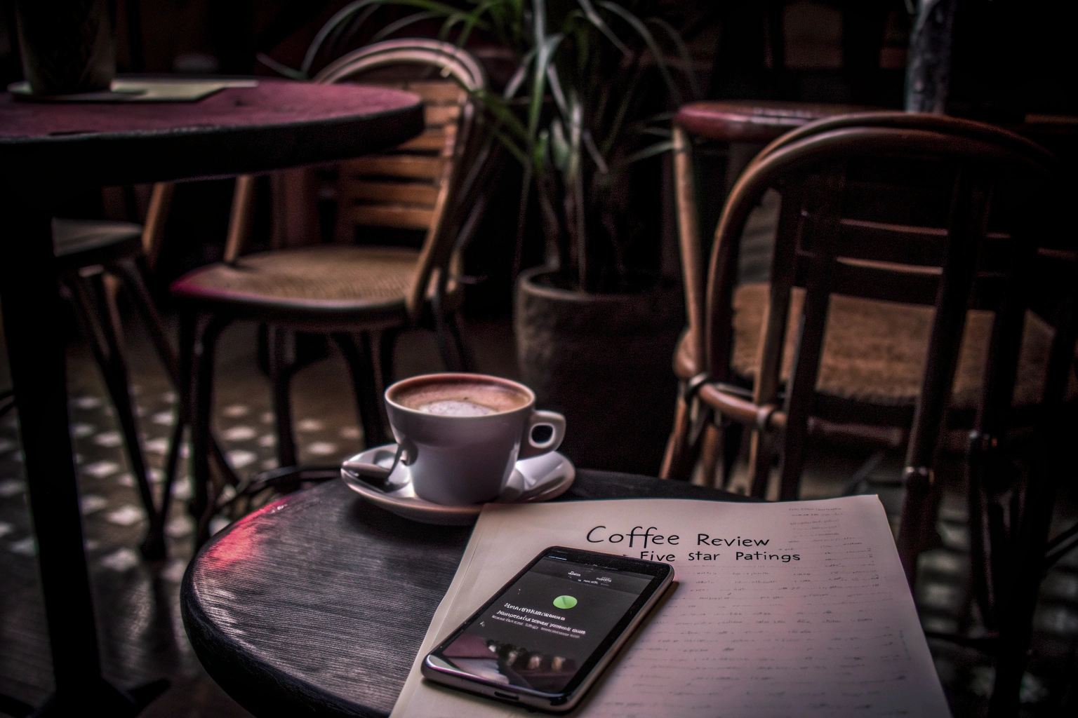 Kunde gibt Bewertung im Café ab