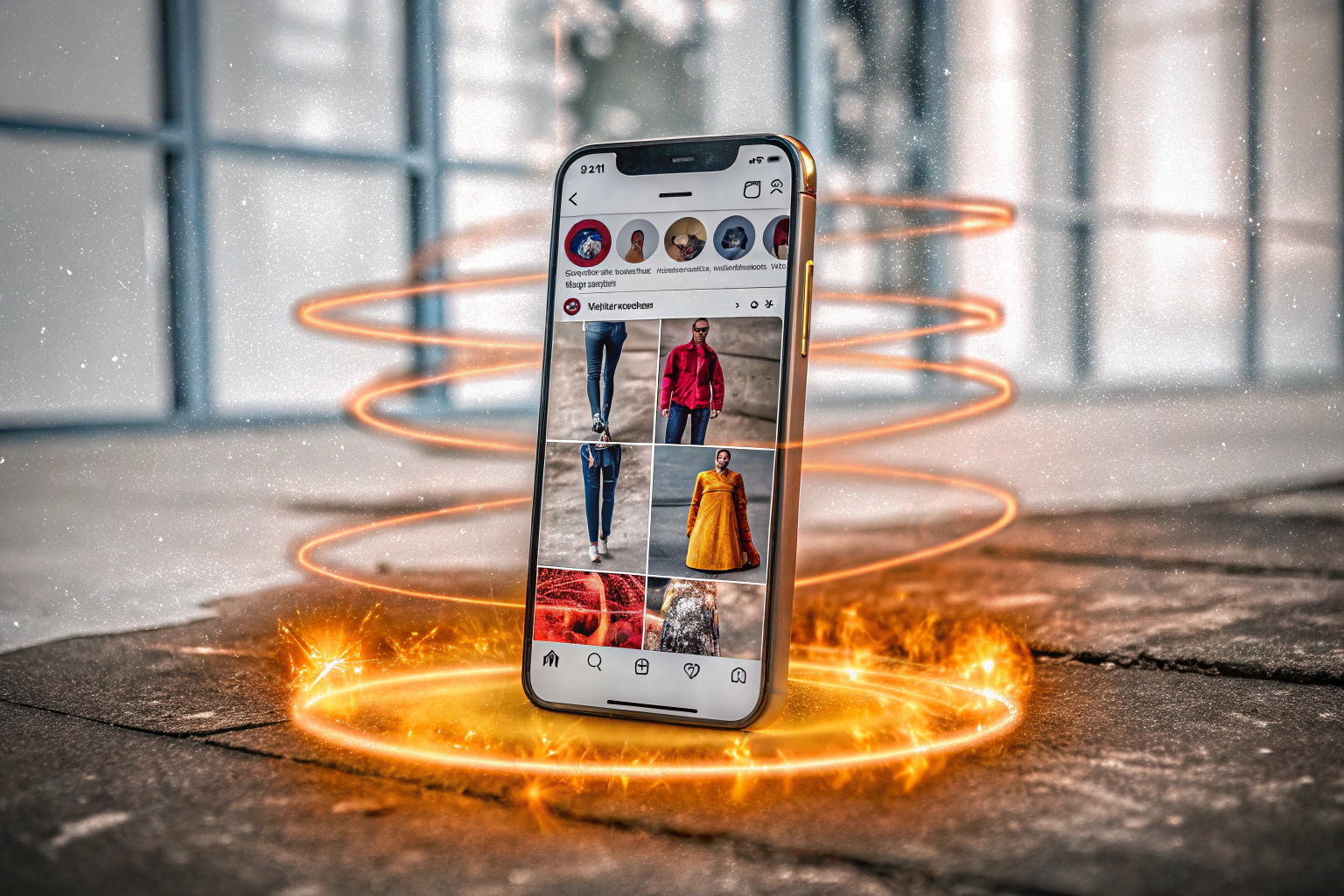 Ein Influencer, der ein Produkt über eine mobile Social Media Plattform bewirbt. Influencer-Marketing auf mobilen Plattformen