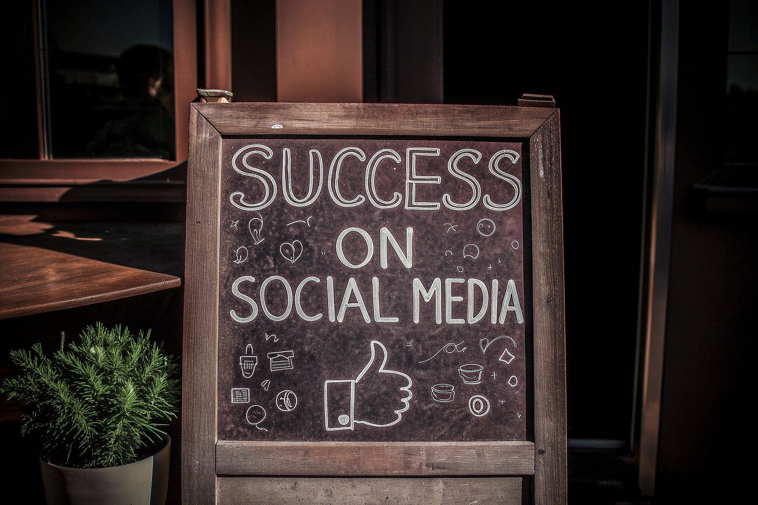 Ein inspirierendes Zitat über Social Media Erfolg auf einer Tafel. Inspiration für Social Media Erfolg
