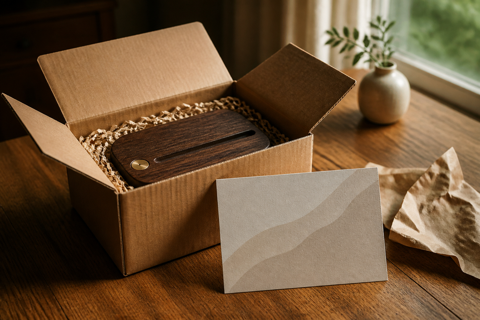 Kunde entdeckt eine persönliche Dankeskarte im Paket