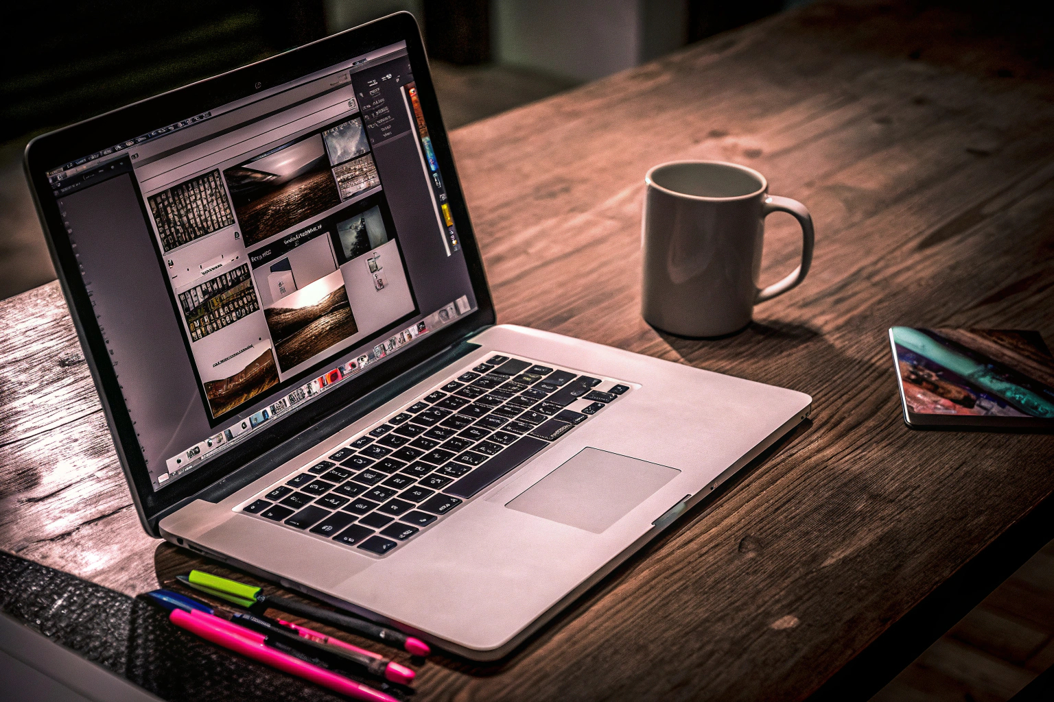 Laptop mit Website-Bearbeitung