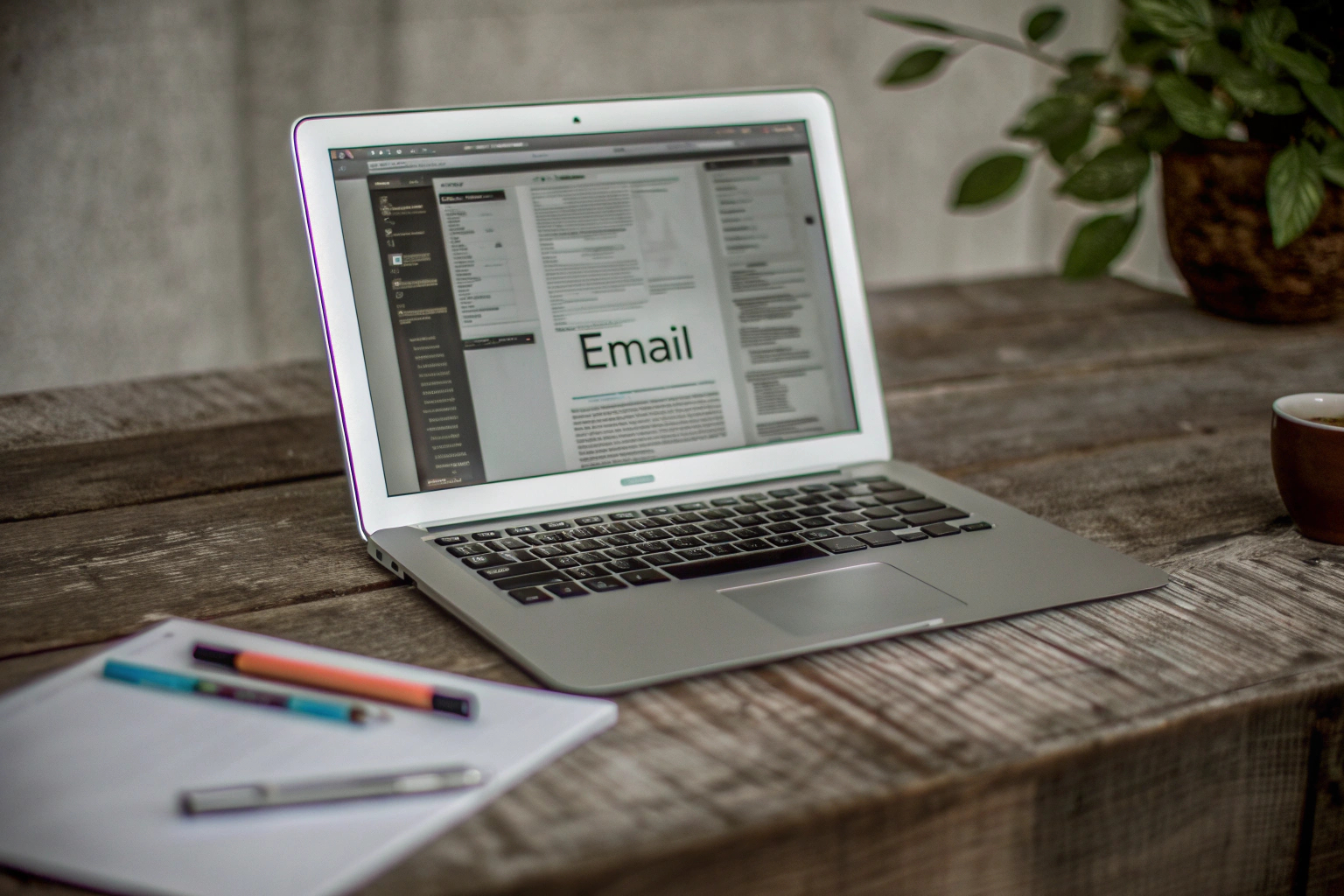 Laptop mit geöffnetem E-Mail-Programm