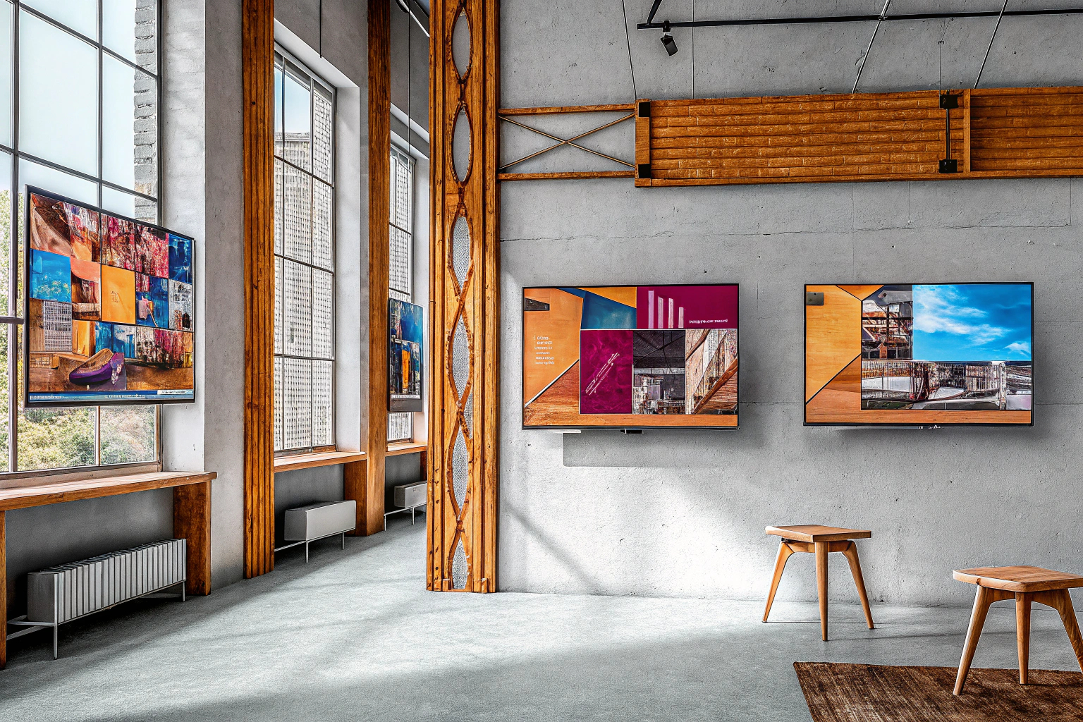 Modernes Büro mit visuellen Inhalten