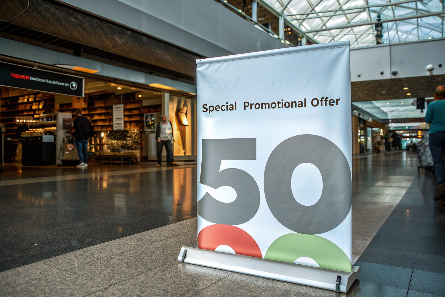 Roll-Up Werbebanner im Einkaufszentrum