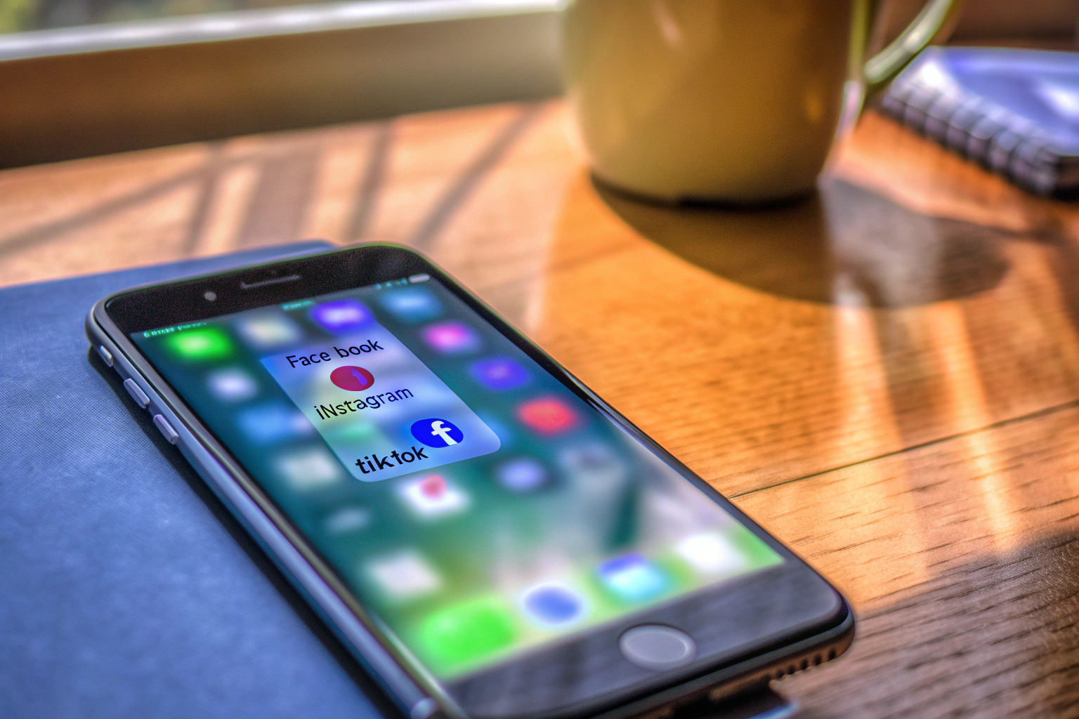 Smartphone mit Social Media Apps