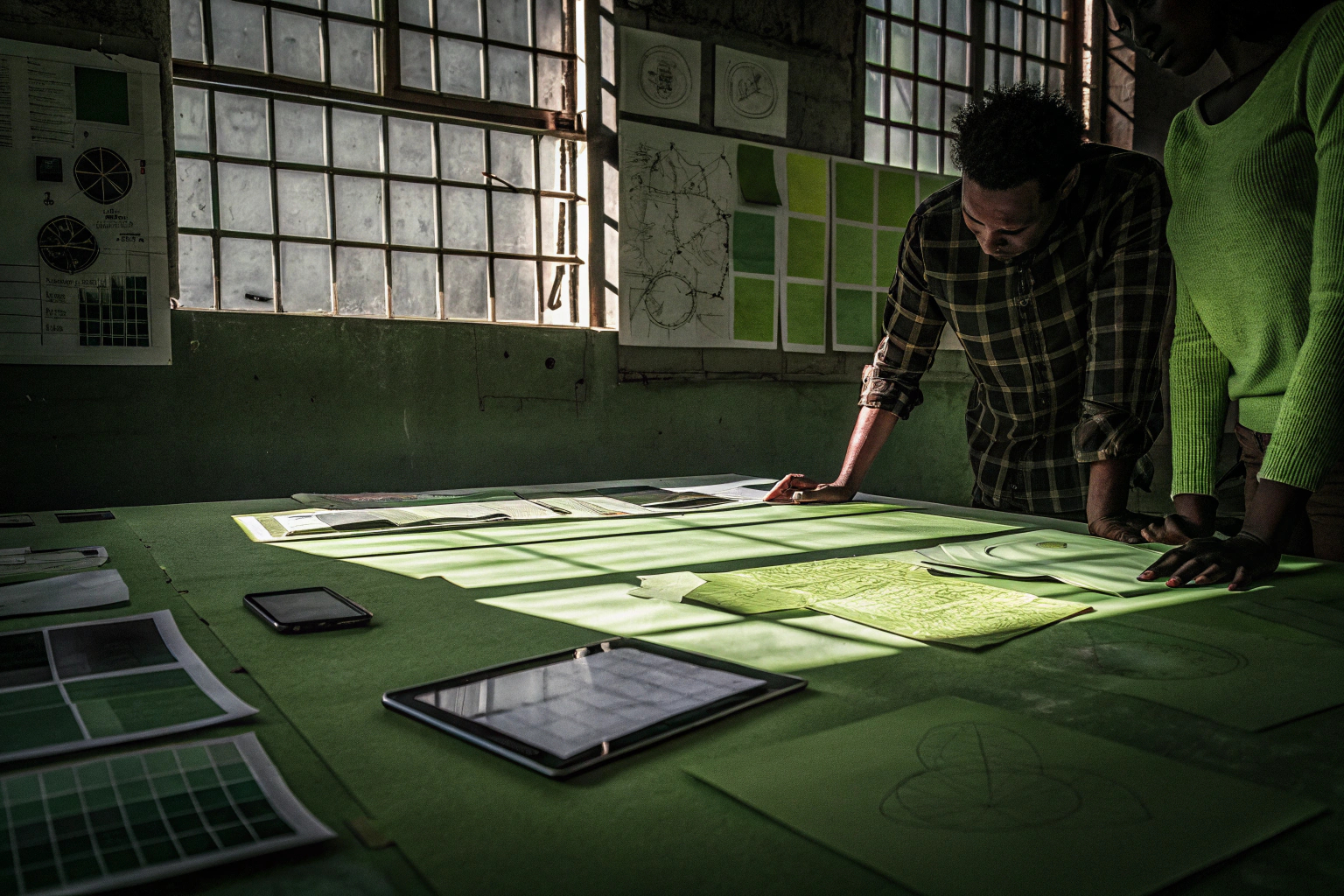 Designerteam bei der Arbeit an einem Logo