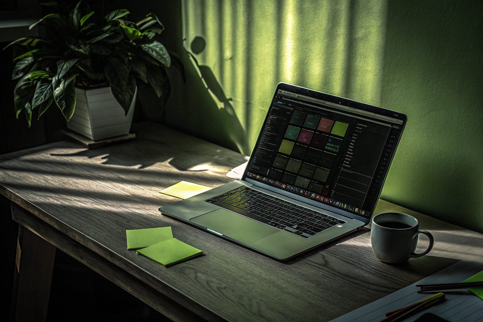 Unternehmer verwendet AI-Tools auf Laptop