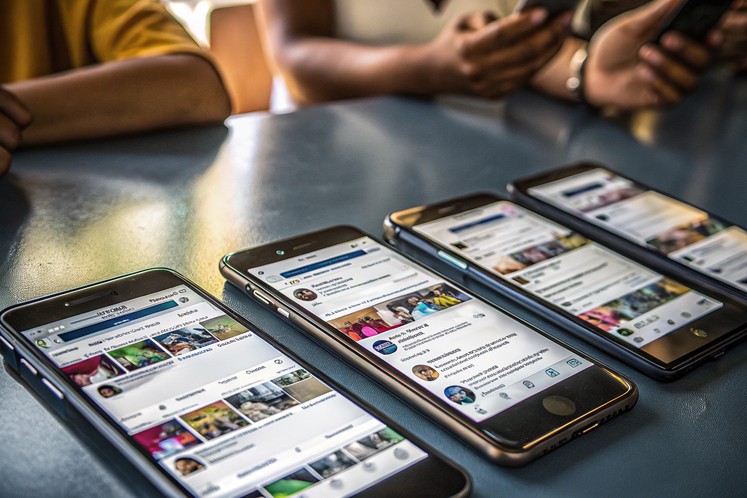 Menschen, die Social-Media-Feeds auf ihren Smartphones durchscrollen