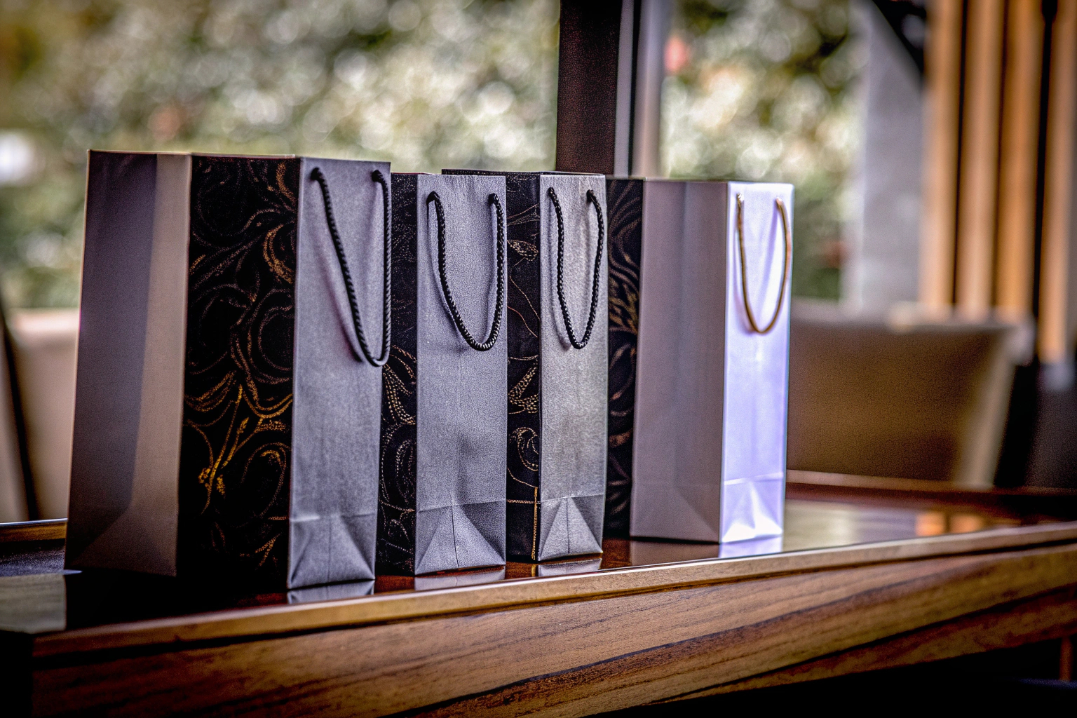 Schwarze Wein-Geschenktüten im Einzelhandel