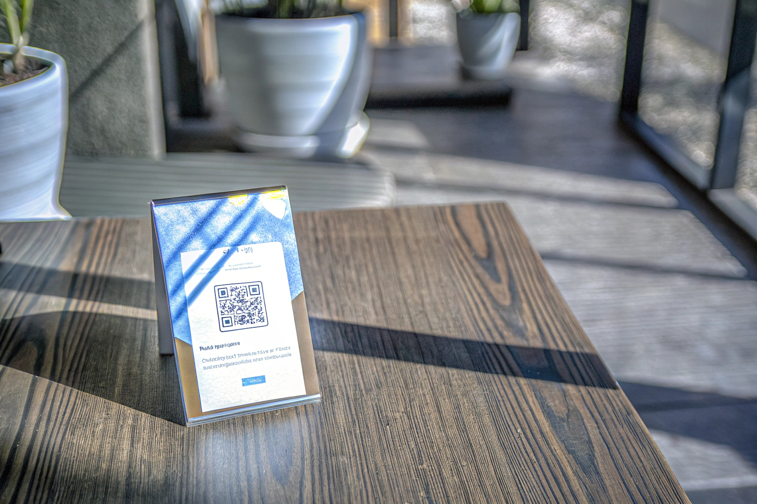 NFC + QR Karte auf einem Tisch