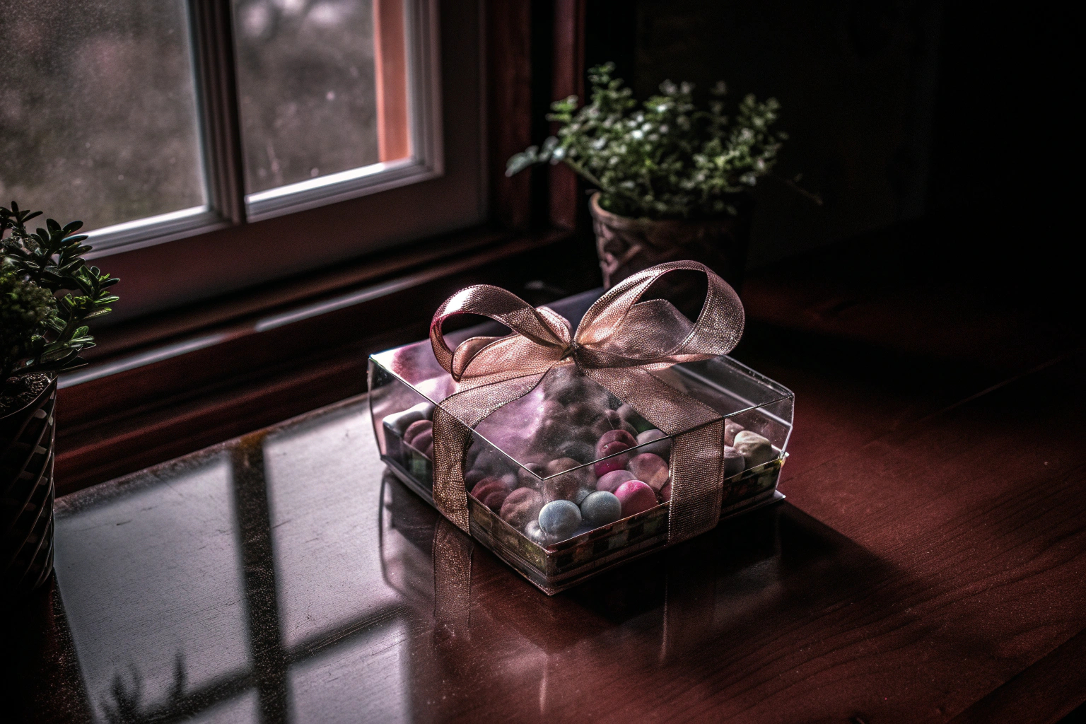 Transparente Geschenkbox mit Band