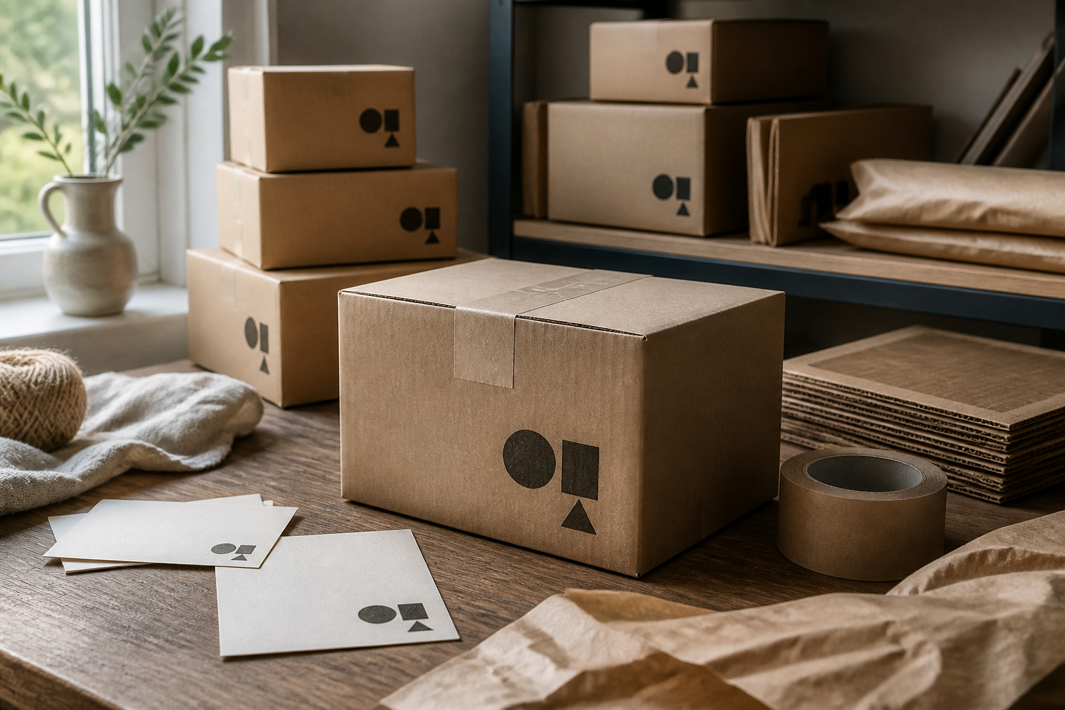 Personalisierte neutrale Verpackung mit Markenstempel im Versand