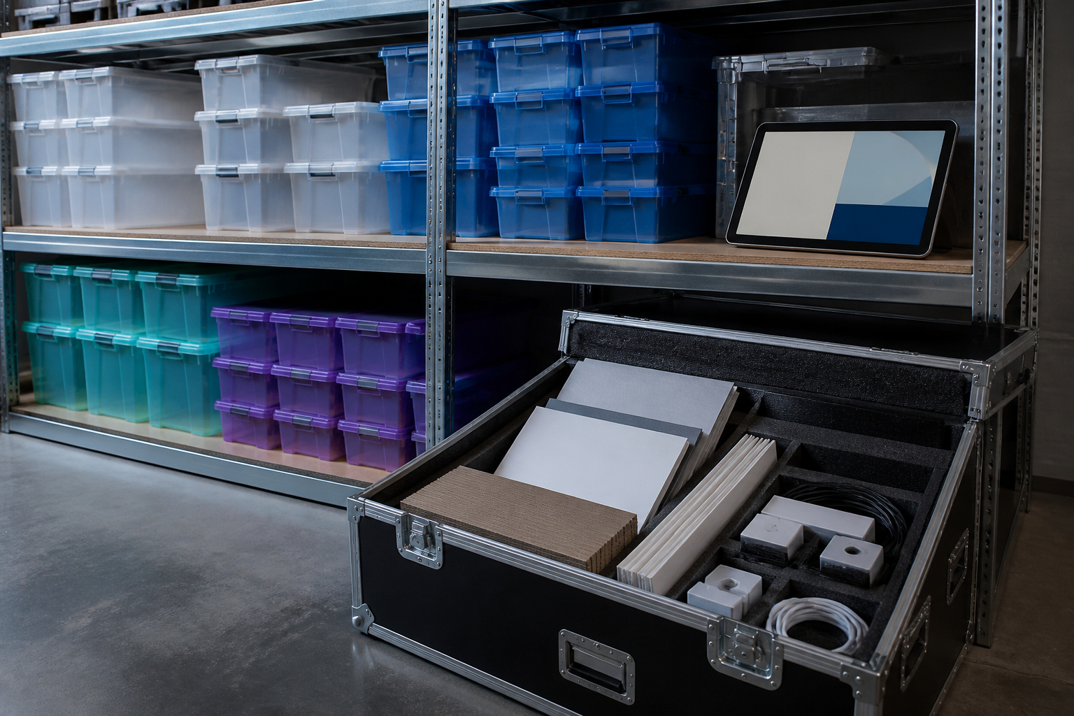 Große Lagerboxen für Messe- und Kampagnenmaterial