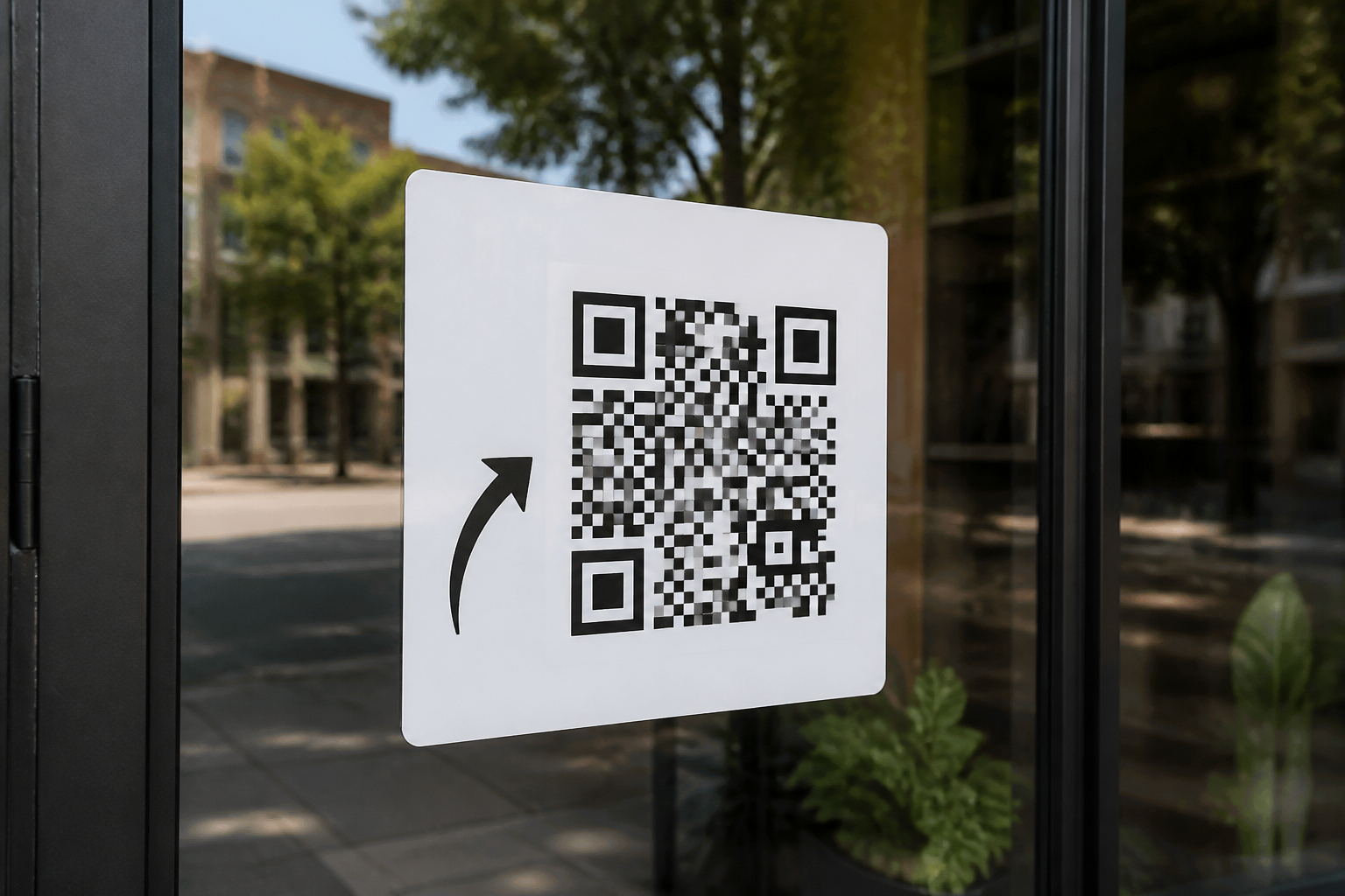 Großer QR-Code-Aufkleber am Schaufenster