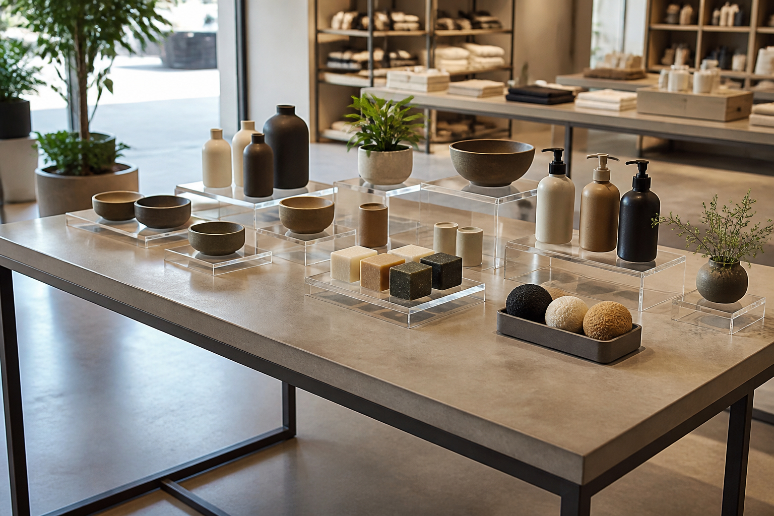 POS-Display mit Acryl-Risern im Einzelhandel