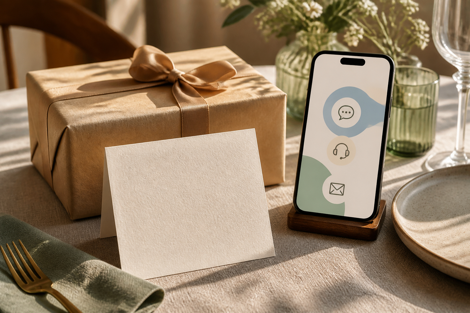 Dankeskarte mit QR-Code und digitalem Kundenservice