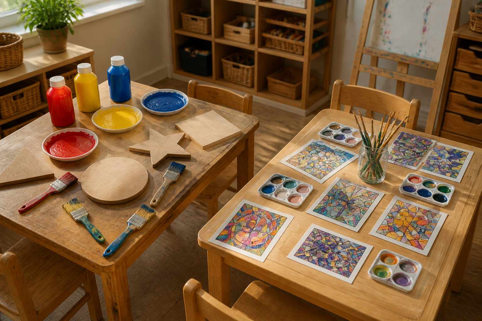 Altersgerechte Kreativstation für Kinder bei einer Markenaktion