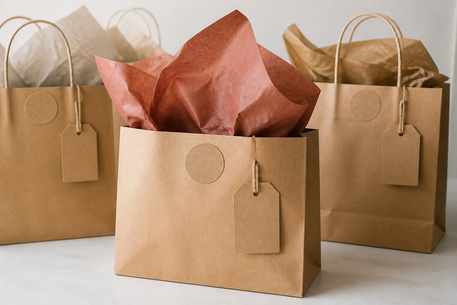 Kraftpapiertüten mit Stickern für nachhaltige Giveaways