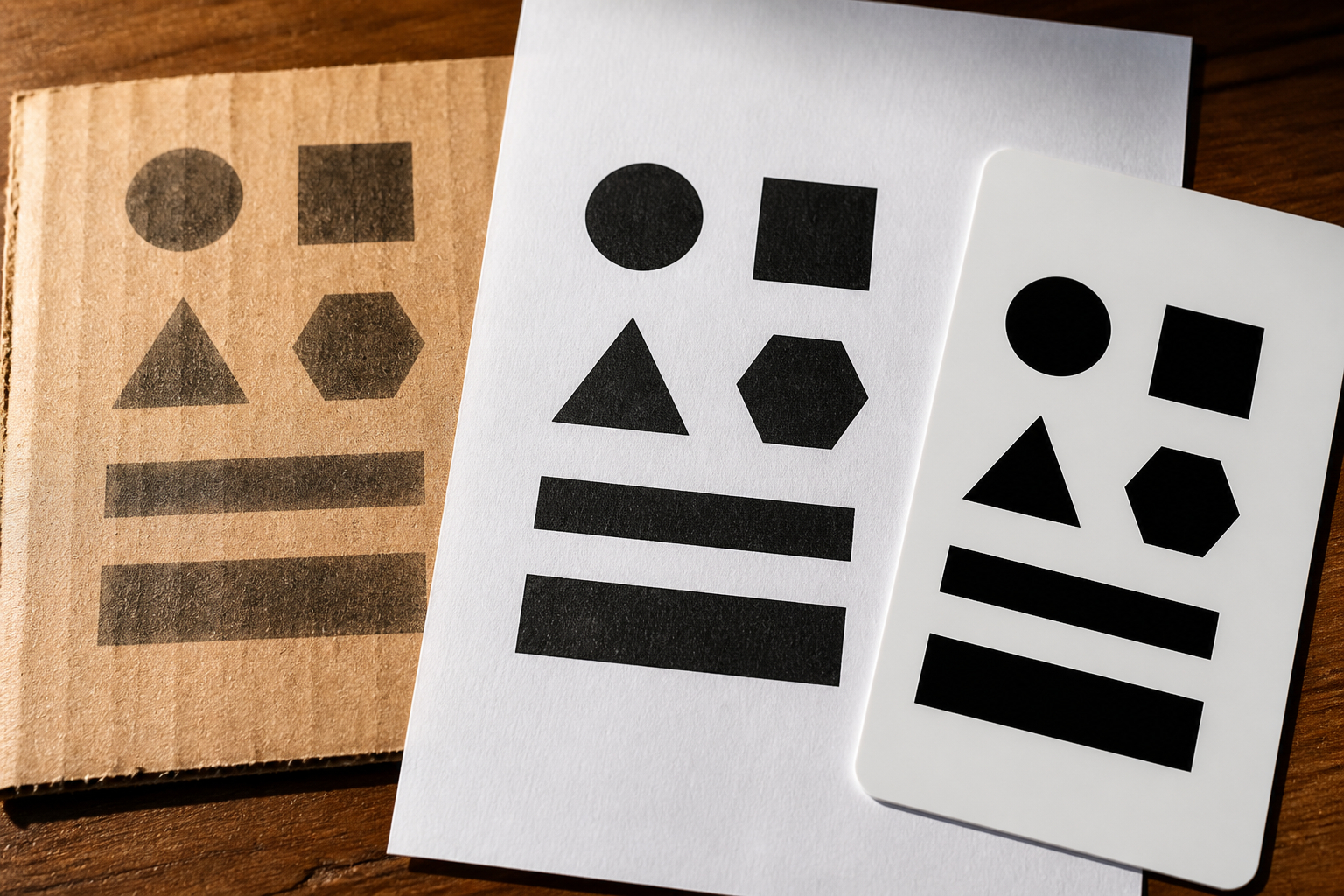 Testabdruck Markenlogo auf Kraftkarton und Versandpapier