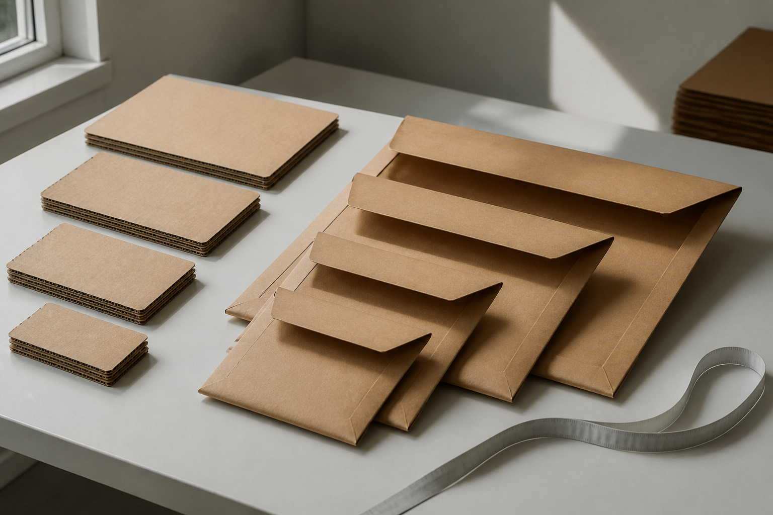 Versandtaschen im Größenvergleich für A6 A5 B5 und A4 Flachversand