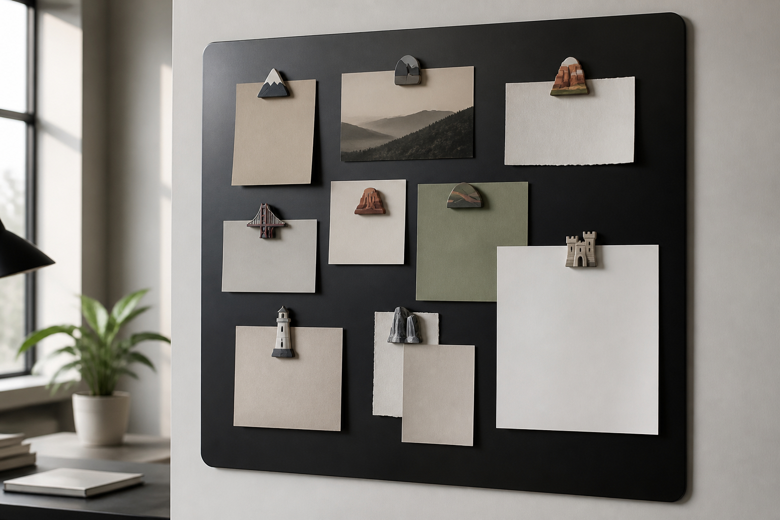 Schwarze Magnettafel als Inspirationswand im Unternehmen