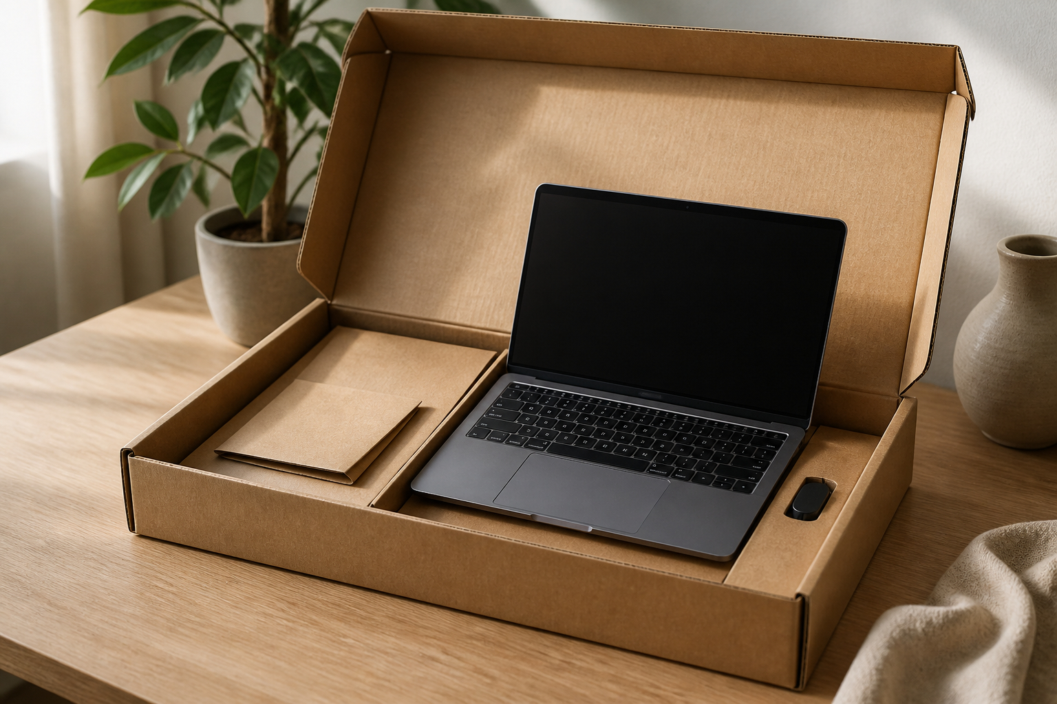 SaaS-Onboarding-Paket mit haptischem Datenschutz-Werbemittel