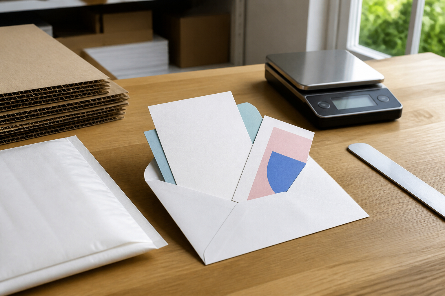 A5 Direktmailing mit Flyer Gutschein und Antwortkarte verpacken