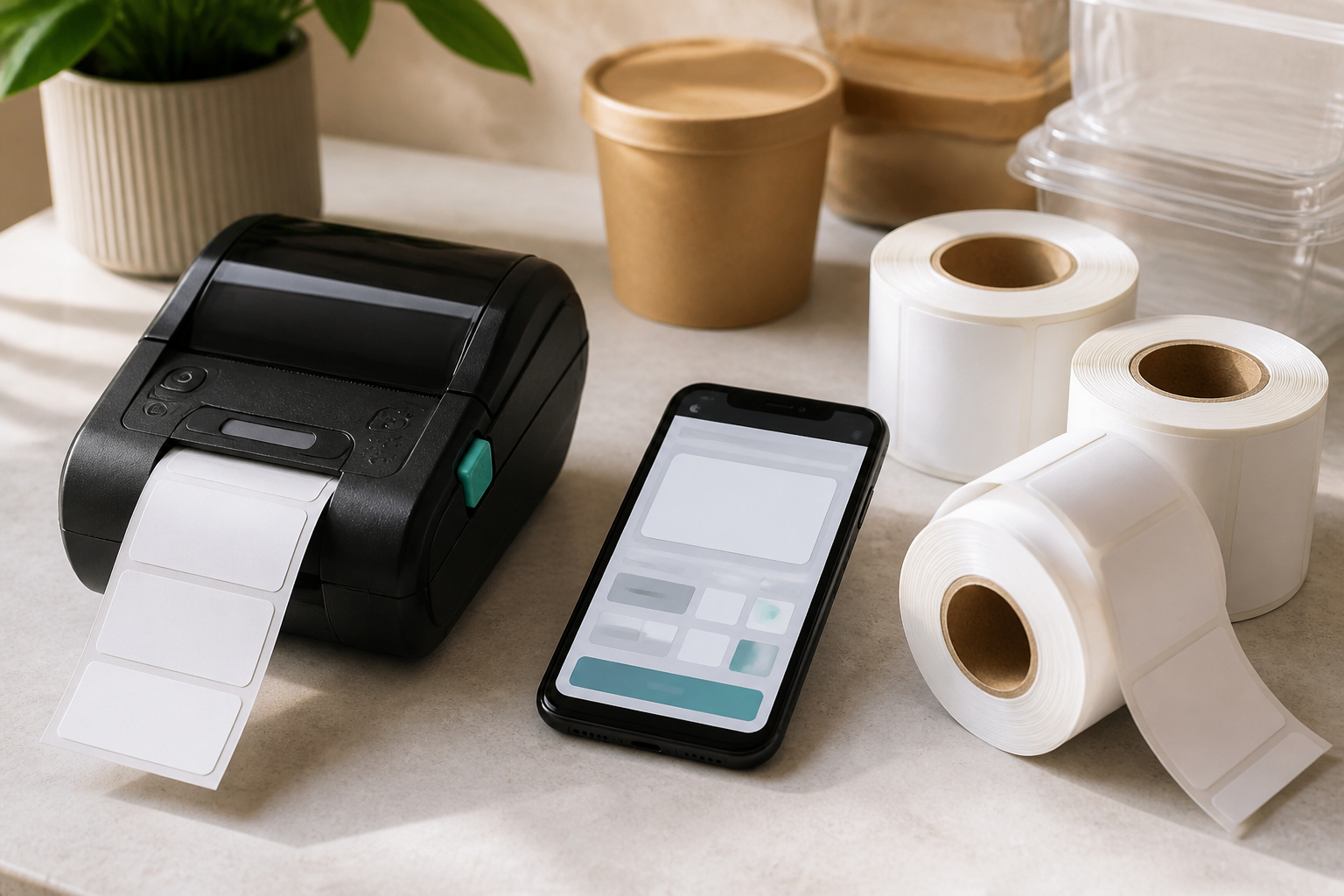 Mobiler Bluetooth-Etikettendrucker mit Smartphone-App für variable Lebensmittel-Etiketten