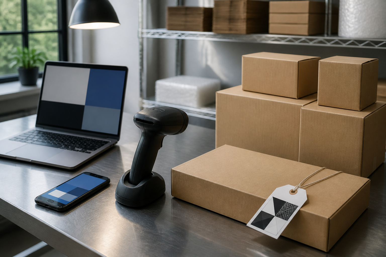 2D-Barcode-Scanner am Packtisch für GTIN und Seriennummern