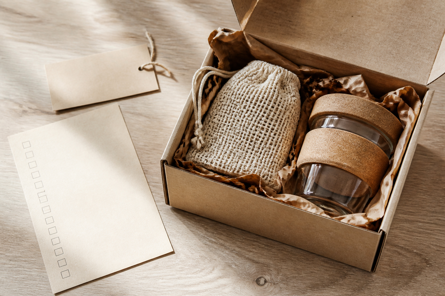 Nachhaltige Verpackung für ein personalisiertes B2B-Kundenjubiläumsgeschenk