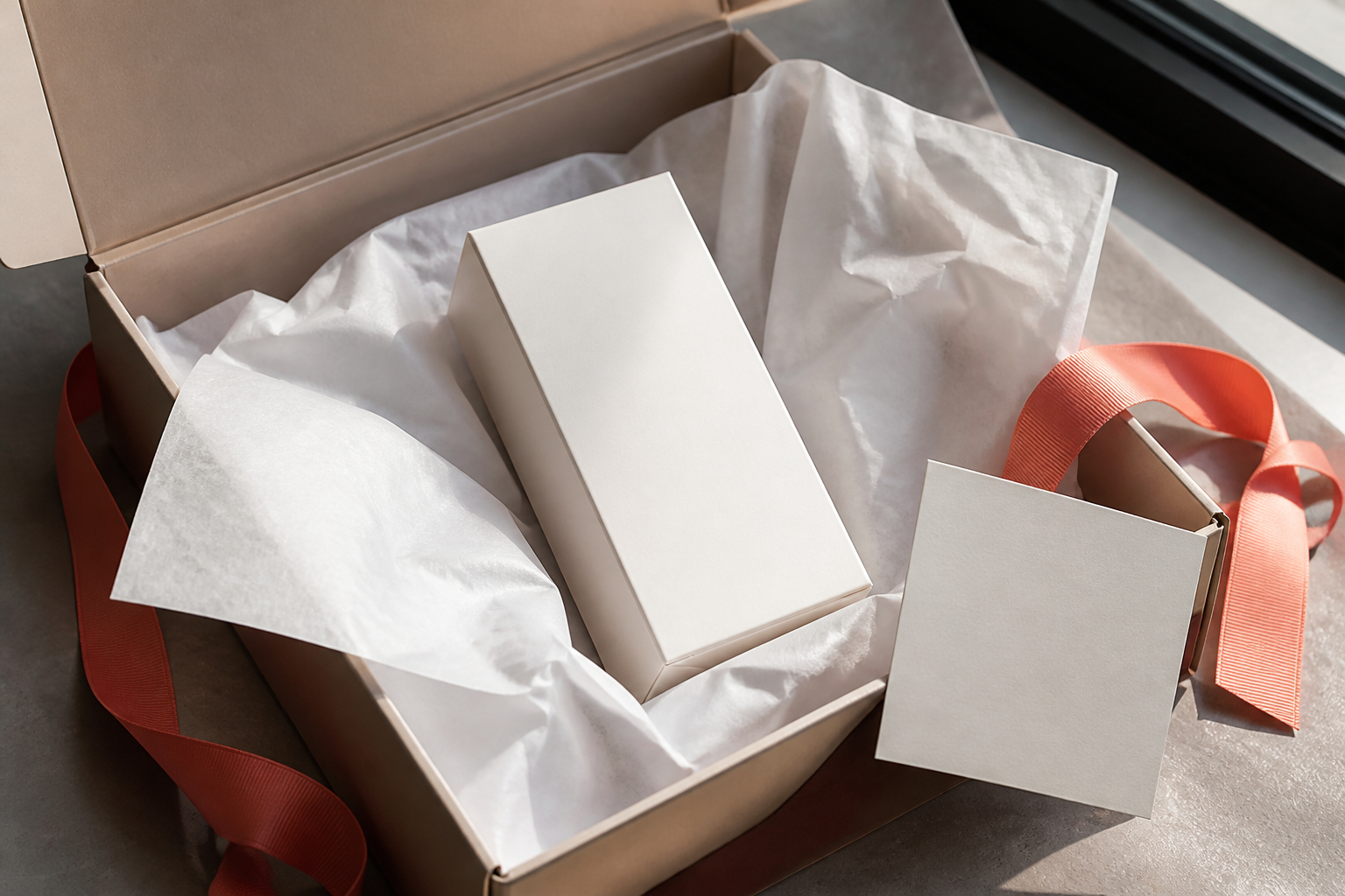 Influencer-PR-Box mit weißem Seidenpapier als Produktschutz