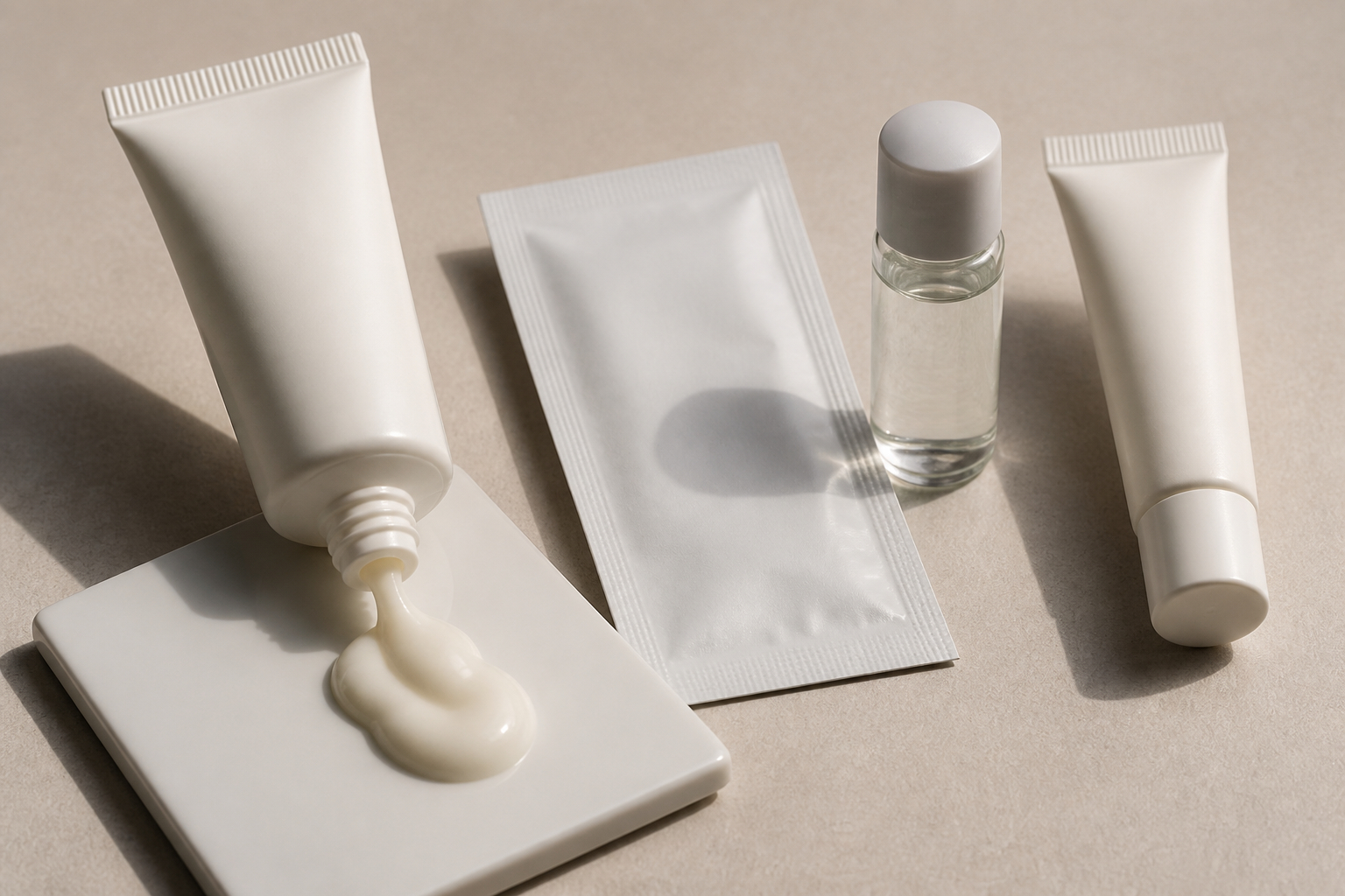 Kosmetikprobe aus einer Tube hygienisch dosieren
