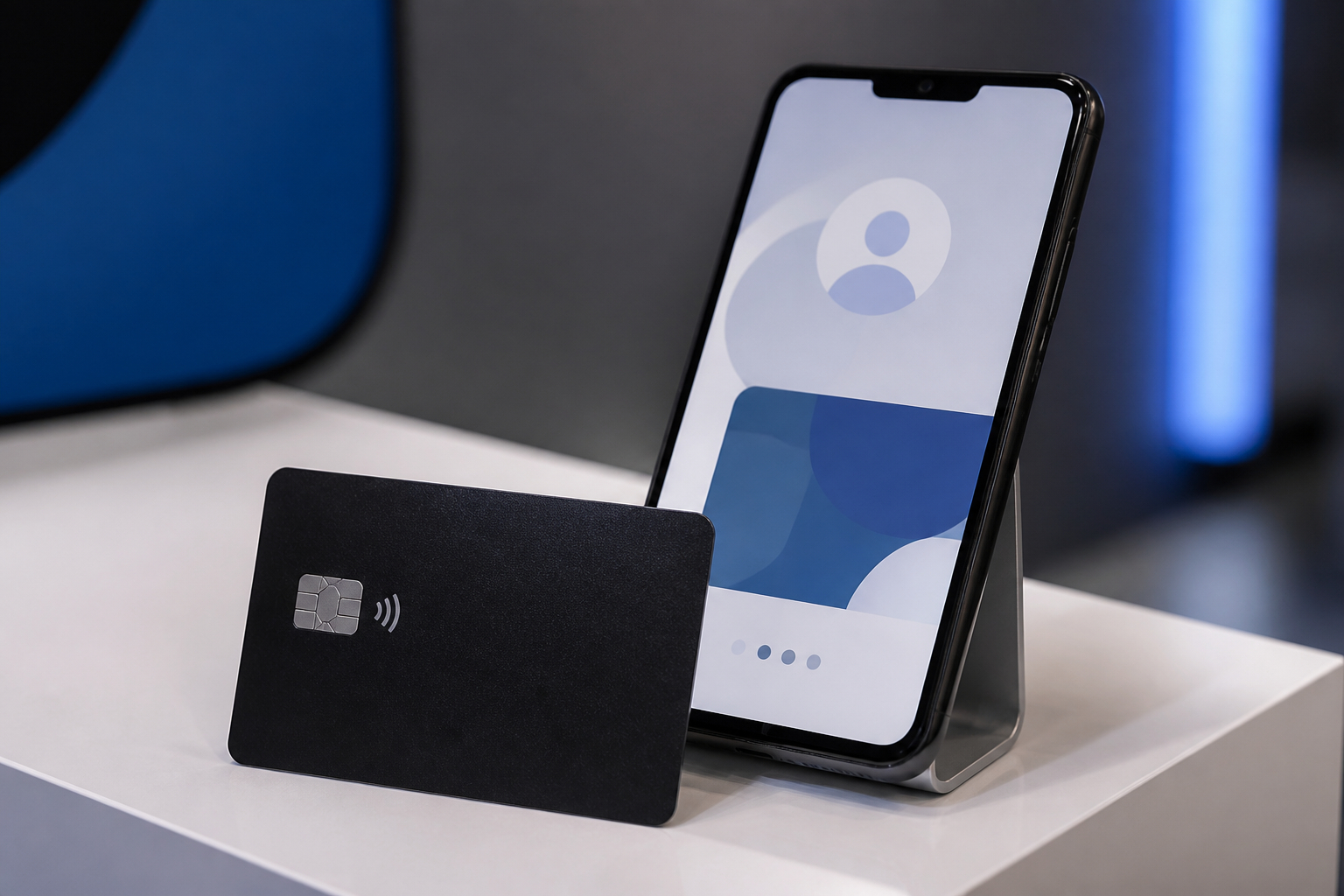 NFC-Visitenkarte wird mit einem Smartphone im B2B-Netzwerk ausgelesen