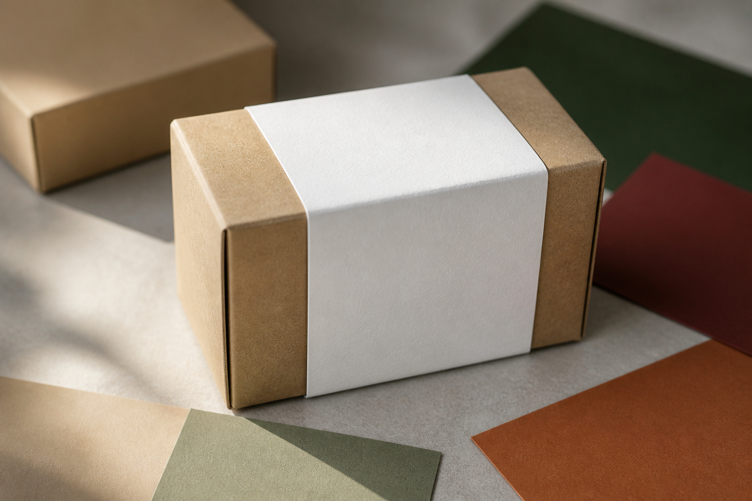 Gestaltete Papierbanderole mit Logo und Produktinformationen