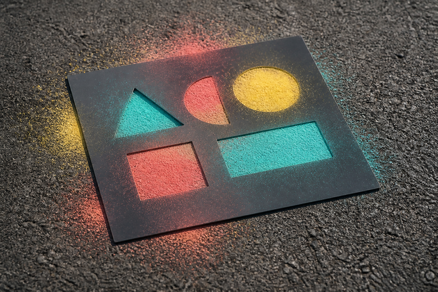 Schablone und Kreidespray für kreatives Street-Marketing