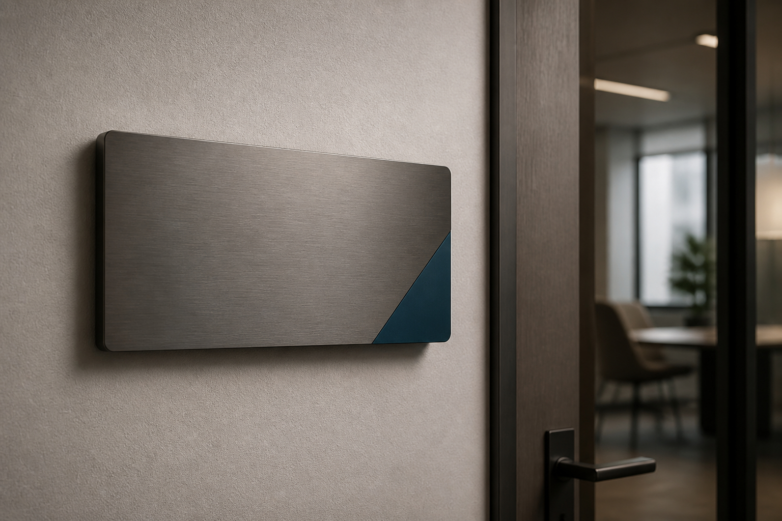 Hochwertiges Türschild mit Corporate Design und klarer Typografie