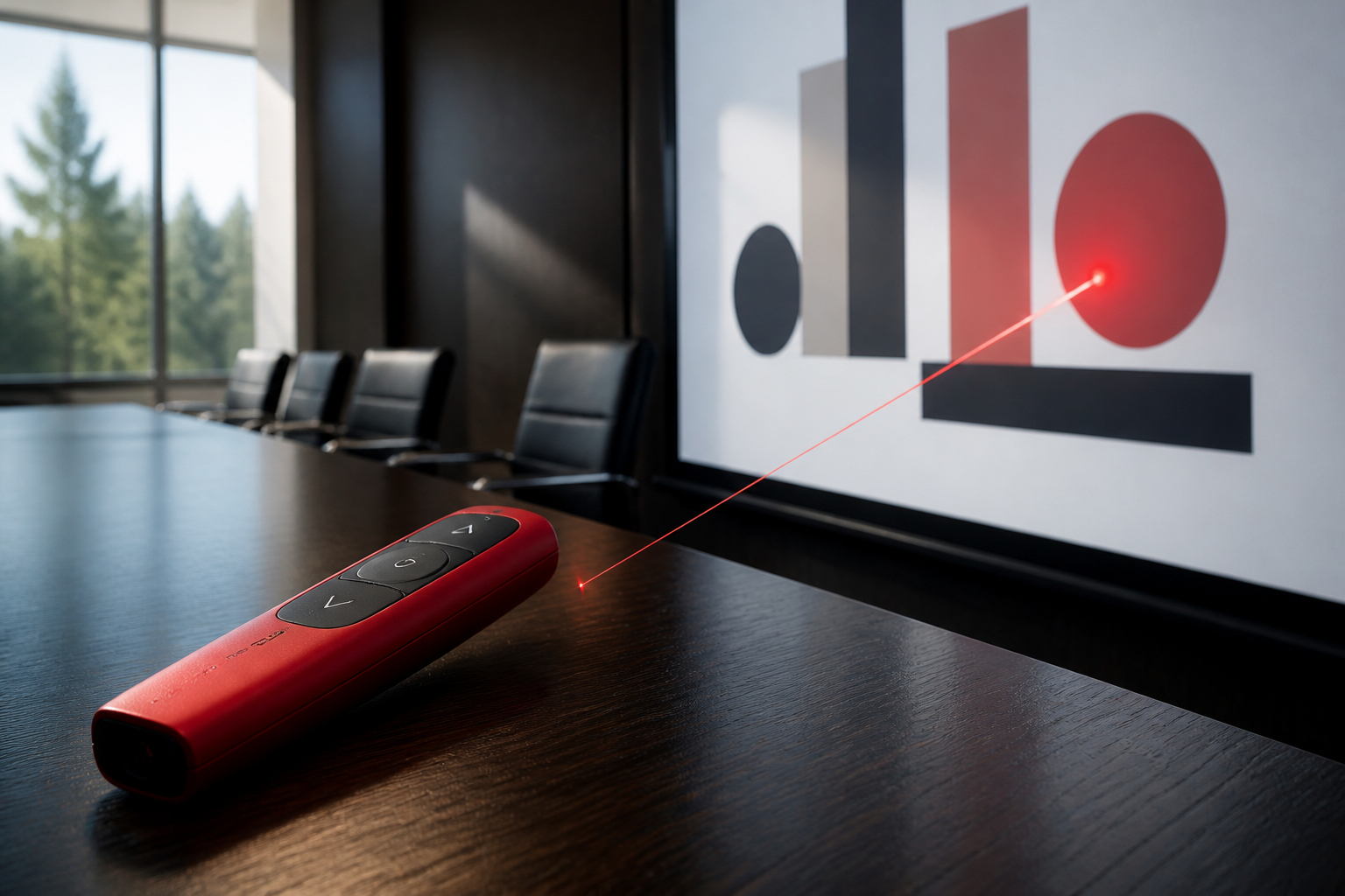 Roter Laserpointer auf einer Business-Präsentation