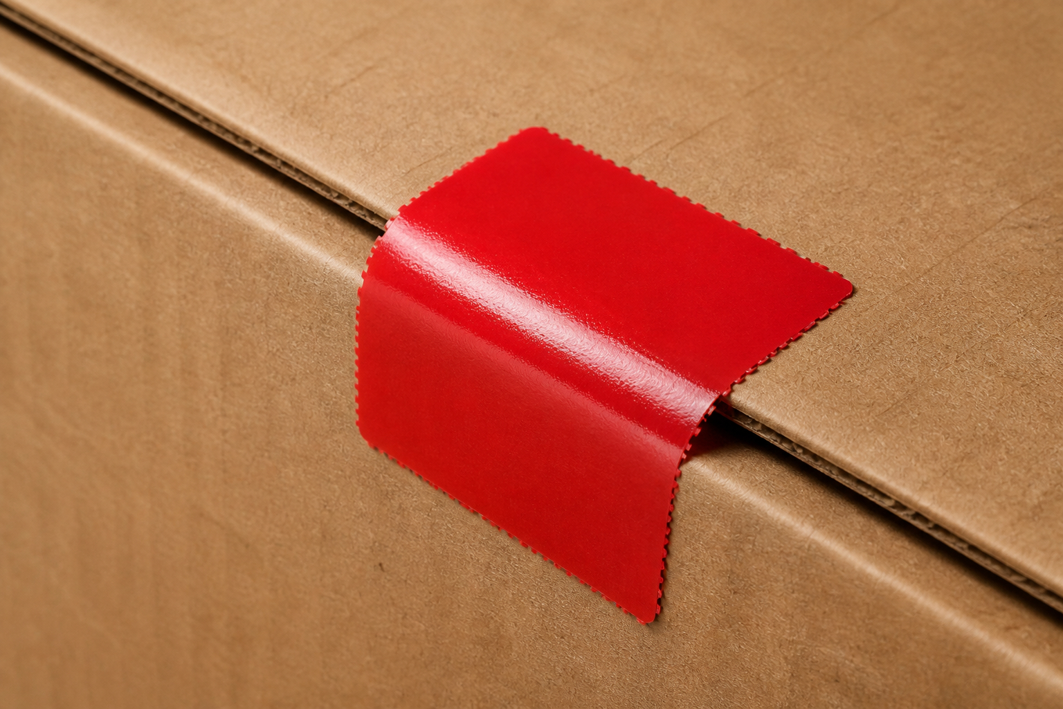 Rotes Sicherheitssiegel auf manipulationssicherer Versandverpackung